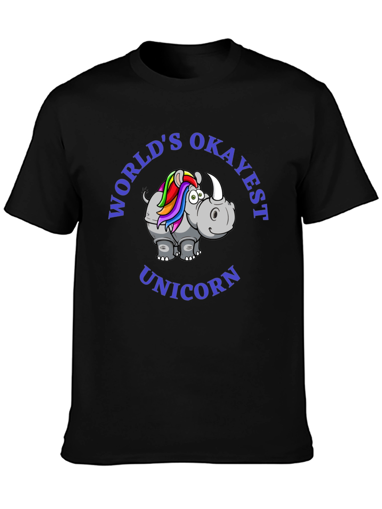 Black World's Okayest Unicorn T-Shirt view 3