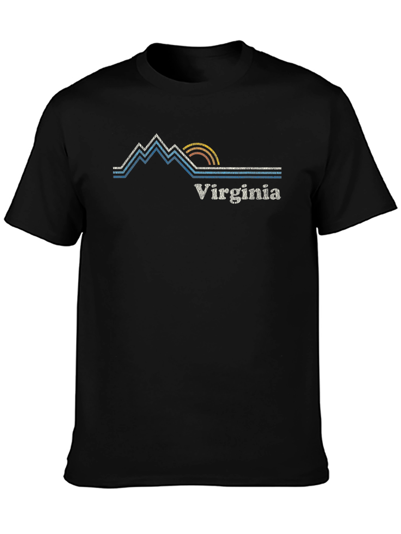 Black Virginia Graphic Tee - Mountain and Sunrise Design view 3