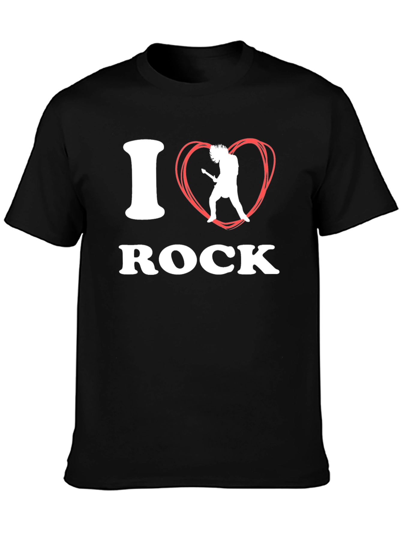 Black I Love Rock Music T-Shirt view 3
