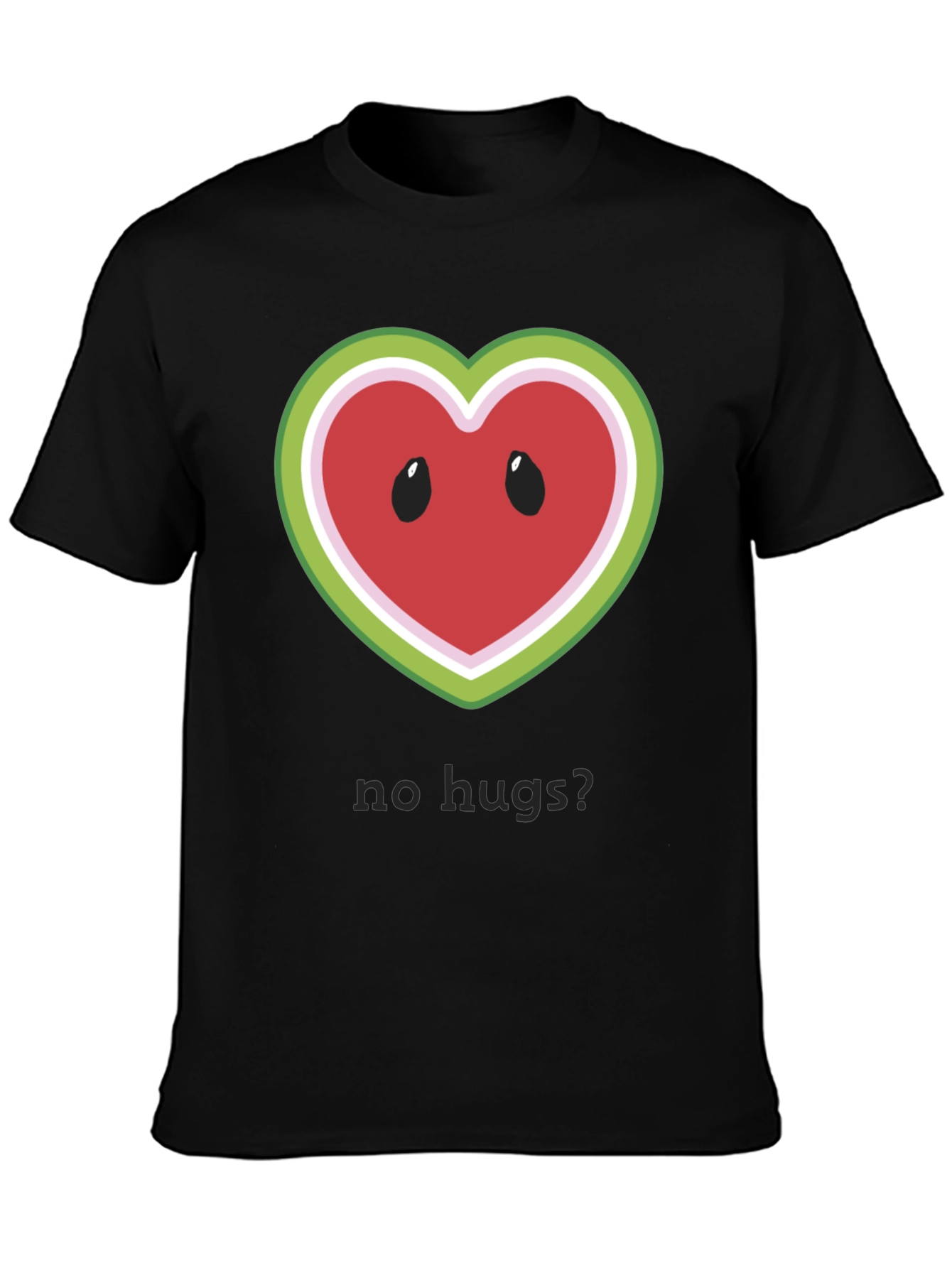 Black No Hugs? Watermelon Heart T-Shirt view 3