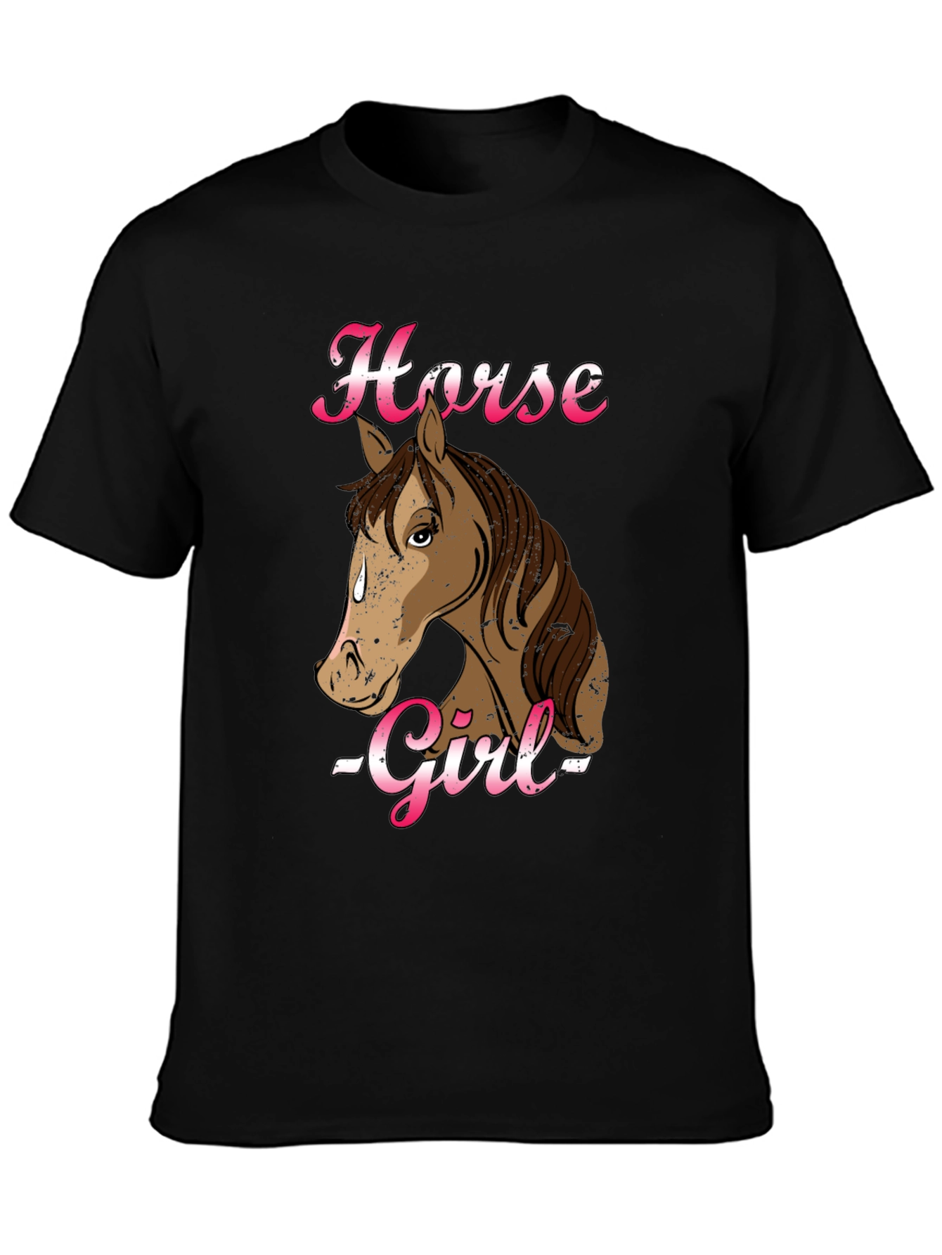 Black Horse Girl Graphic Tee - Black Cotton Shirt view 3