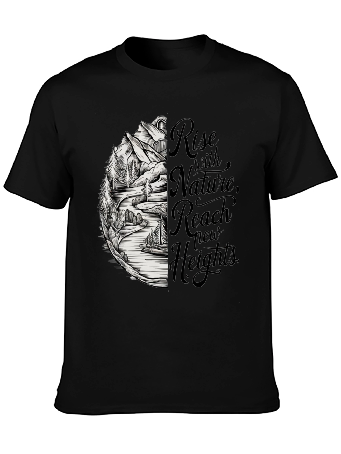 Black Nature Inspired T-Shirt - Rise with Nature view 3