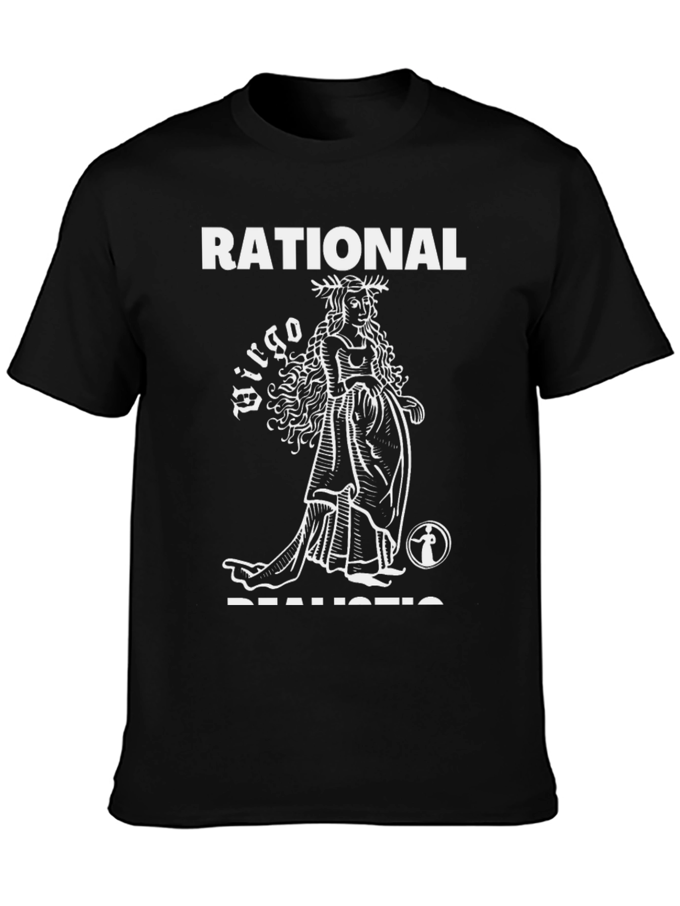 Black Rational Realistic Virgo Zodiac T-Shirt view 3