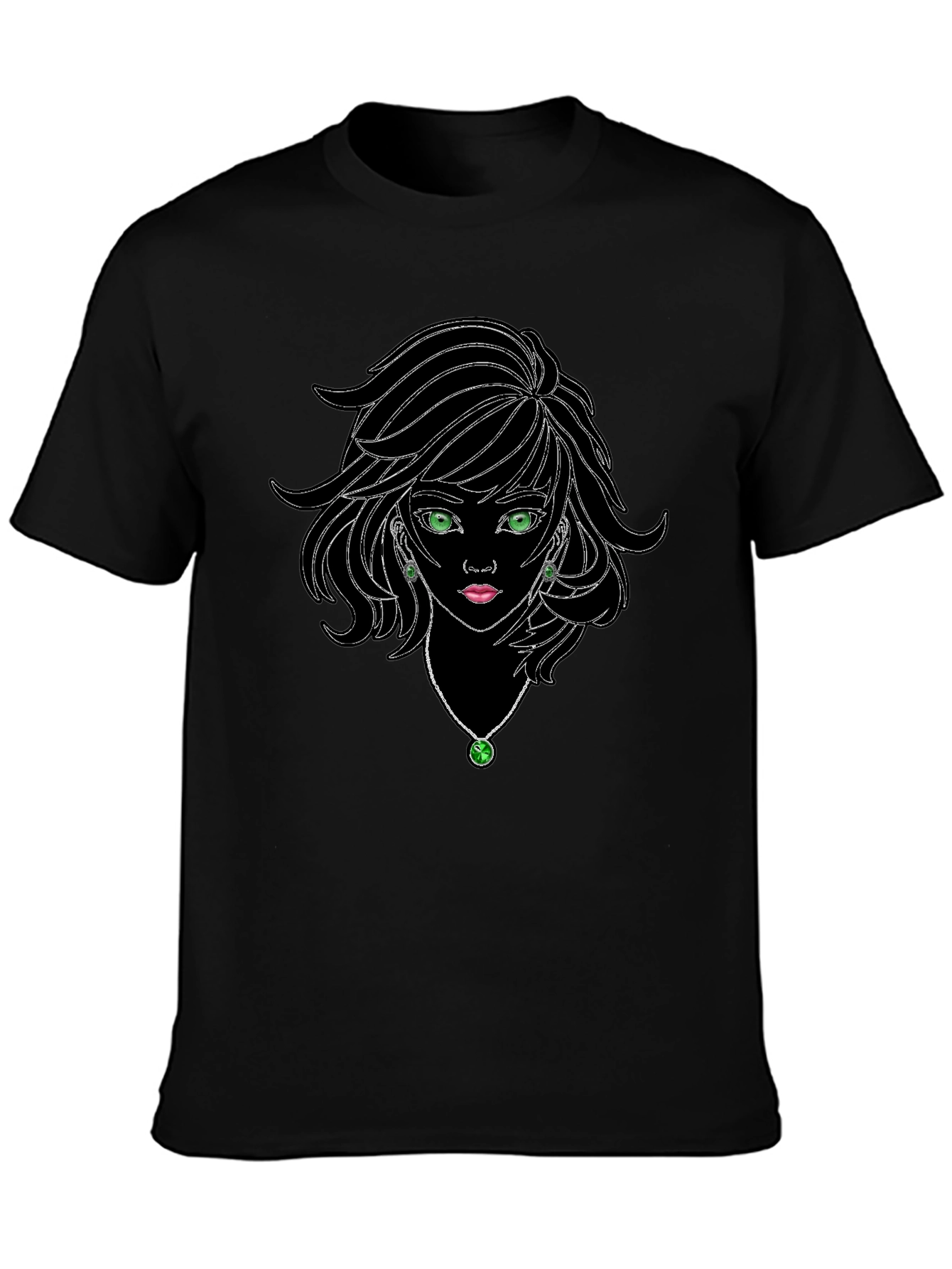 Black Black Graphic Tee - Anime Girl Design view 3