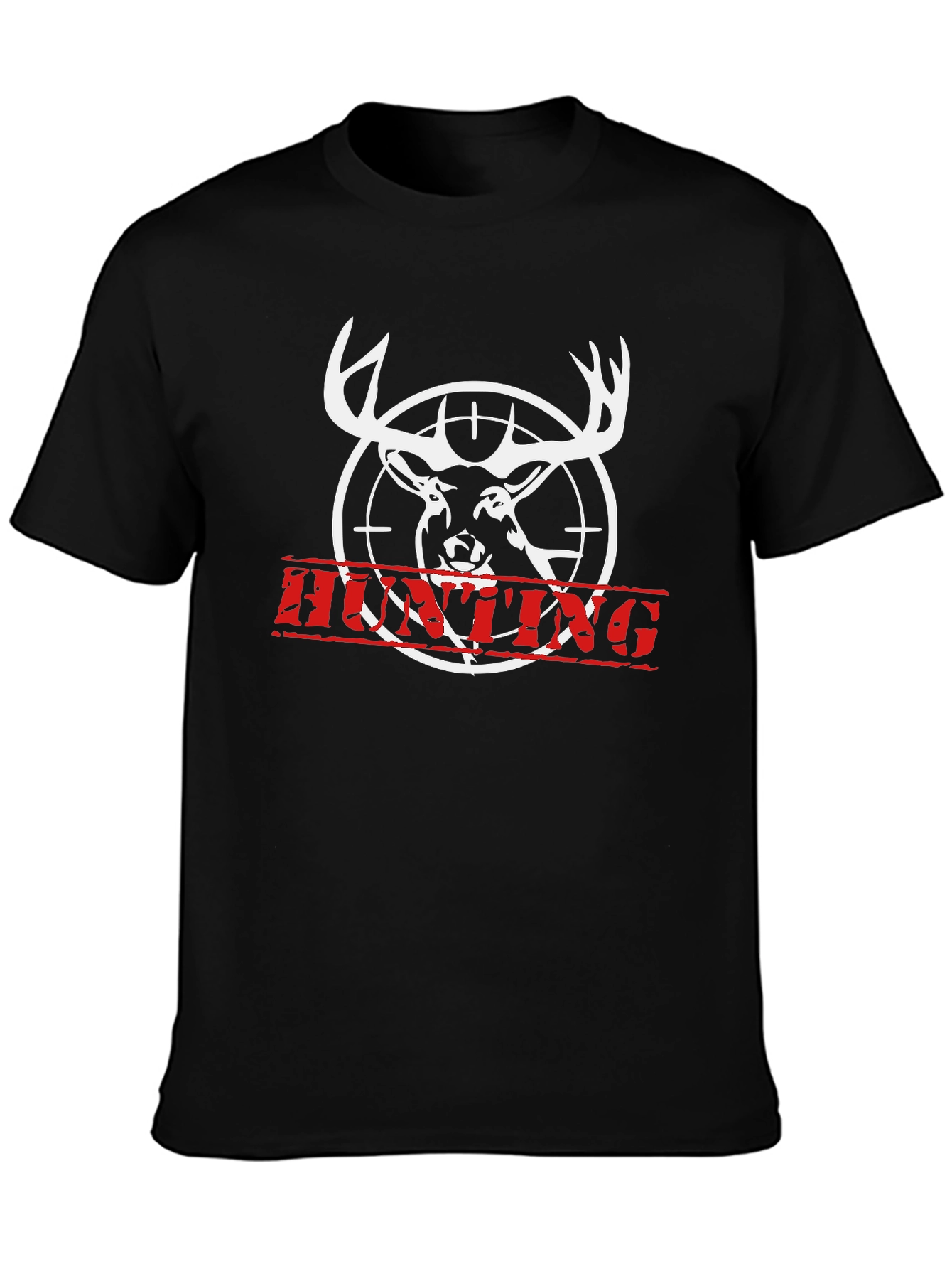 Black Hunting Deer T-Shirt - Black Cotton Tee view 3