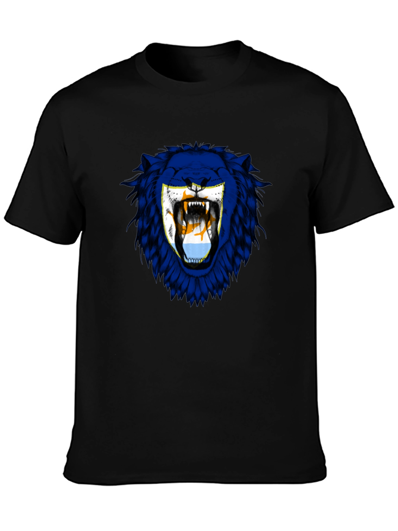 Black Lion Flag Graphic Tee - Men's Black T-Shirt view 3