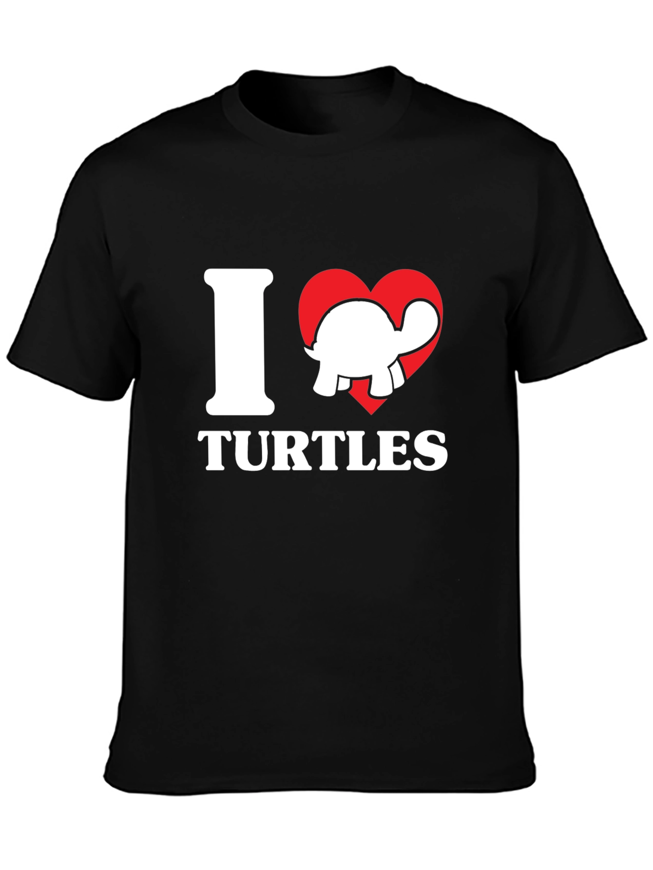 Black I Heart Turtles Graphic T-Shirt - Soft Cotton Tee view 3