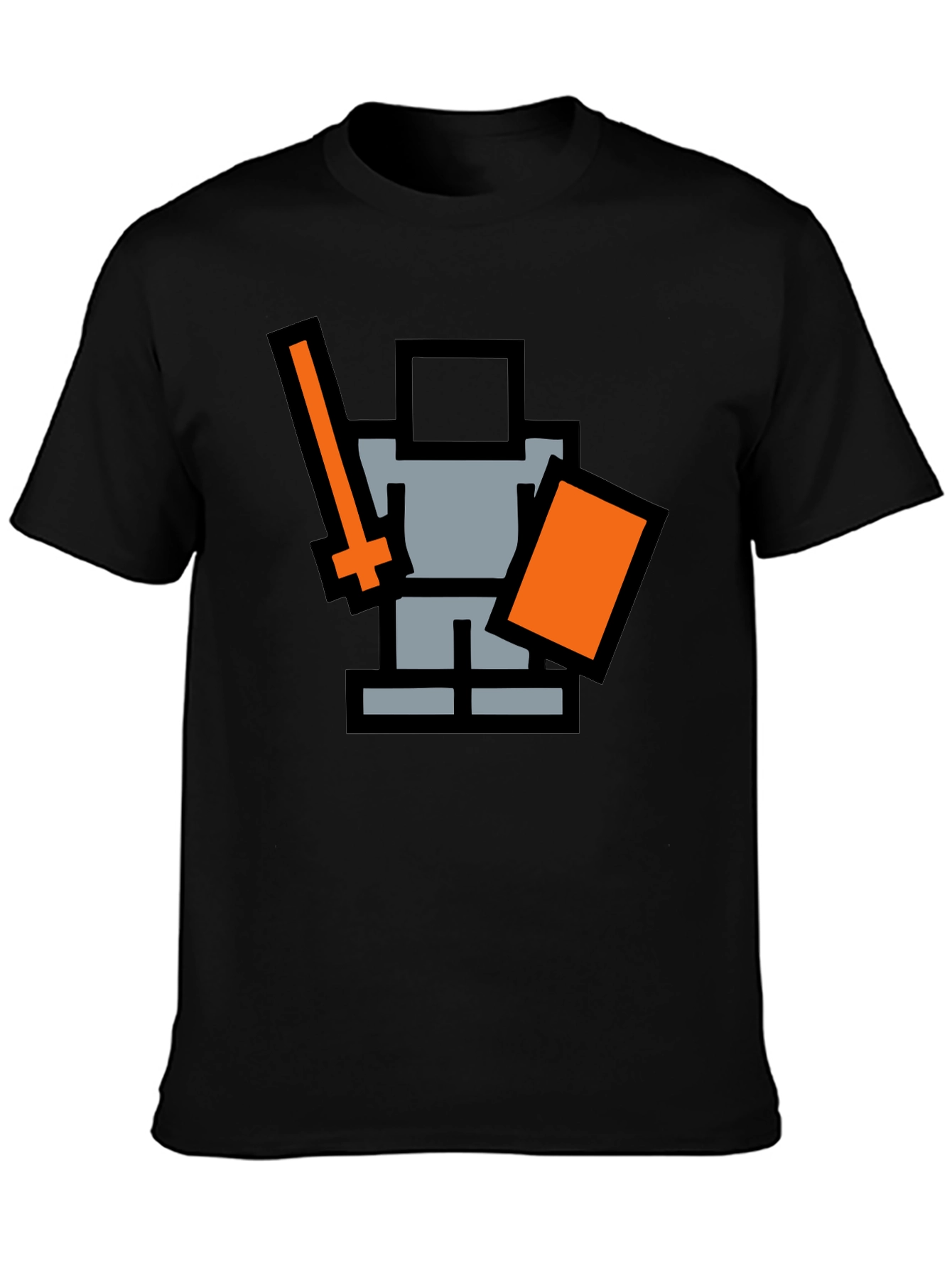 Black Pixel Knight Black T-Shirt - Retro Gaming Style view 3