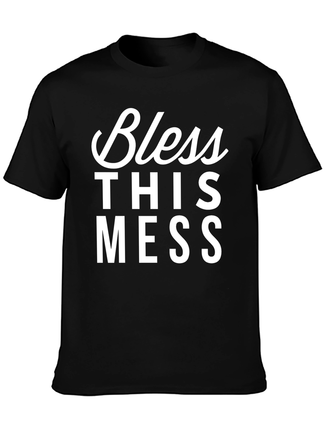 Black Bless This Mess Graphic Tee - Black Cotton Casual Shirt view 3