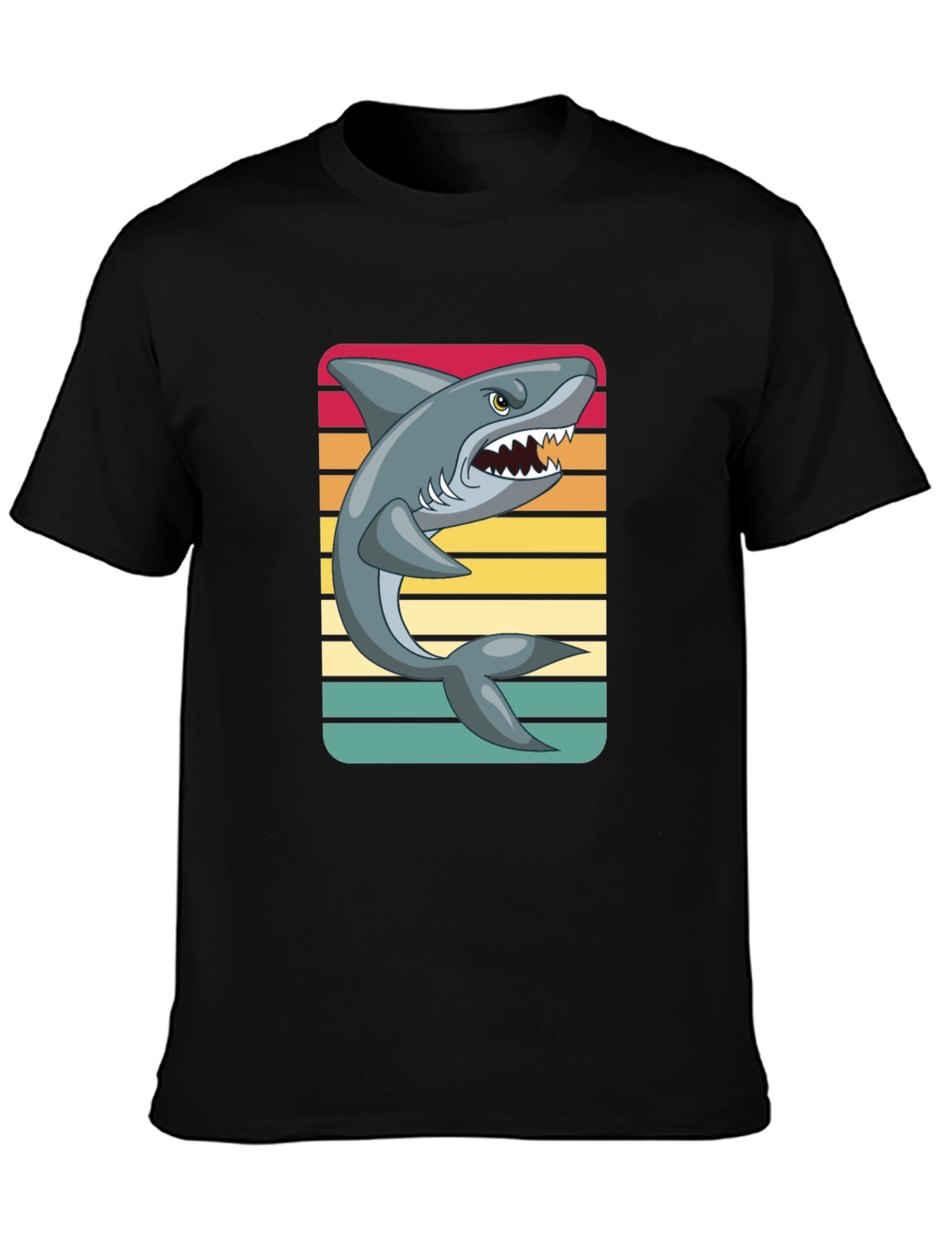Black Retro Shark Graphic Tee view 3