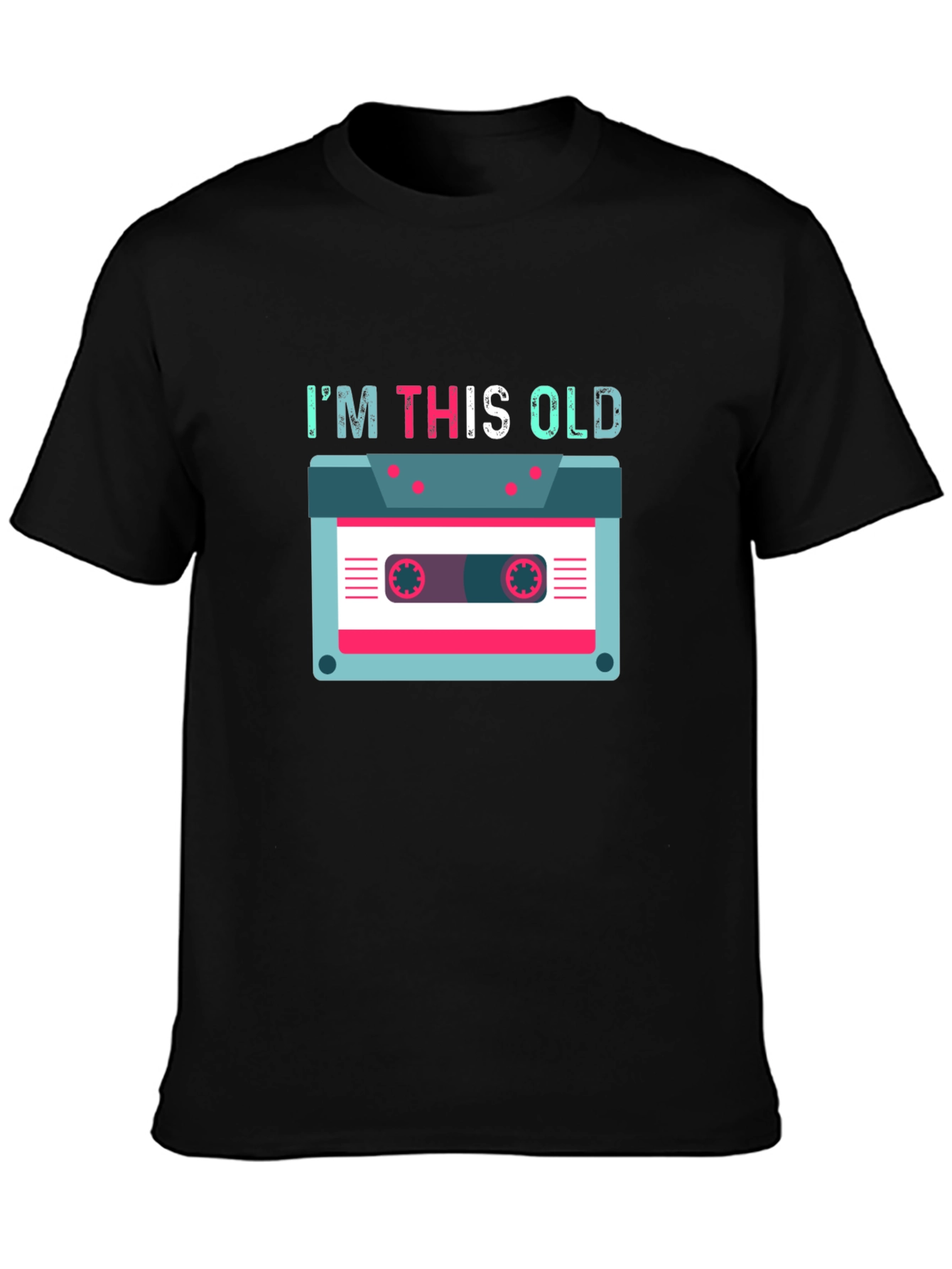 Black I'm This Old Cassette Tape T-Shirt view 3