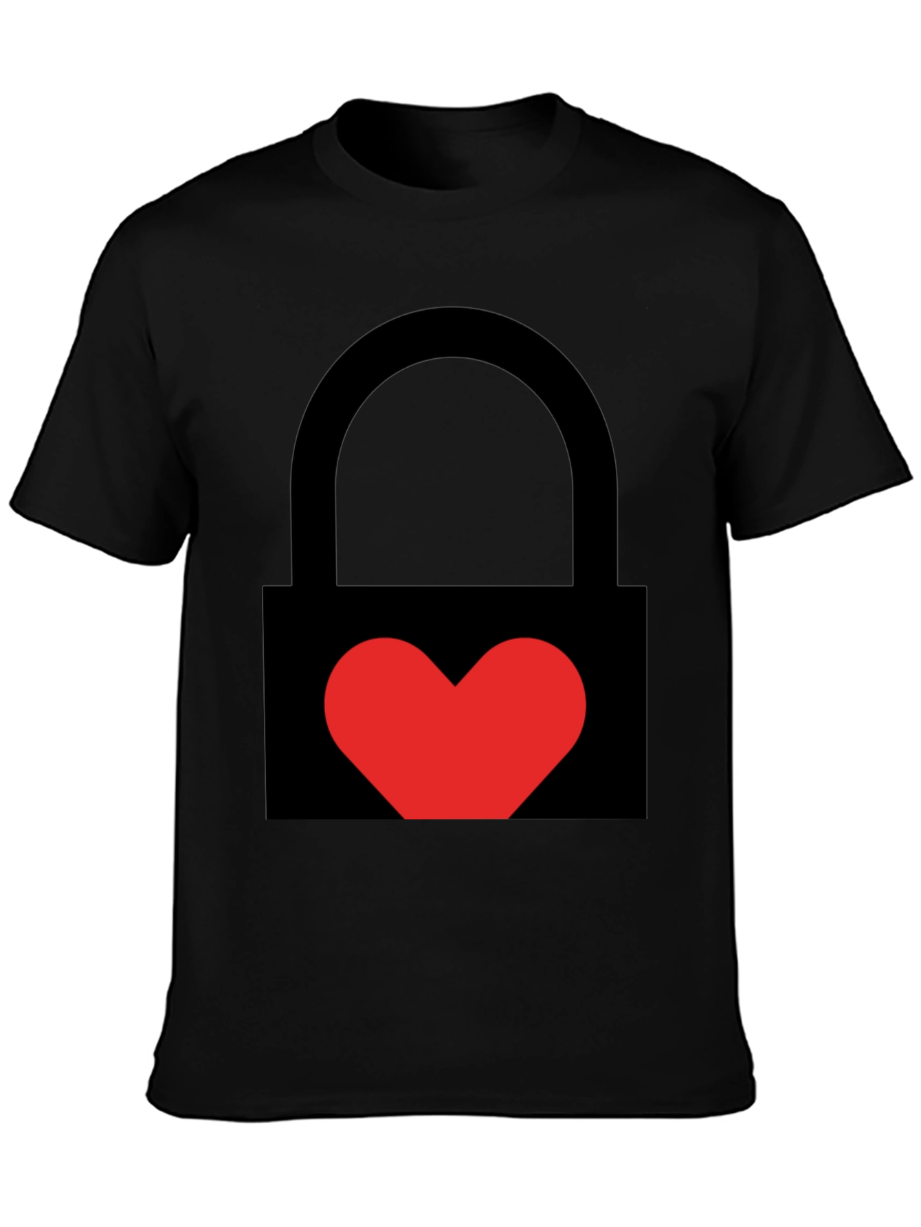 Black Heart Lock Graphic Tee - Stylish Unisex Black T-Shirt view 3