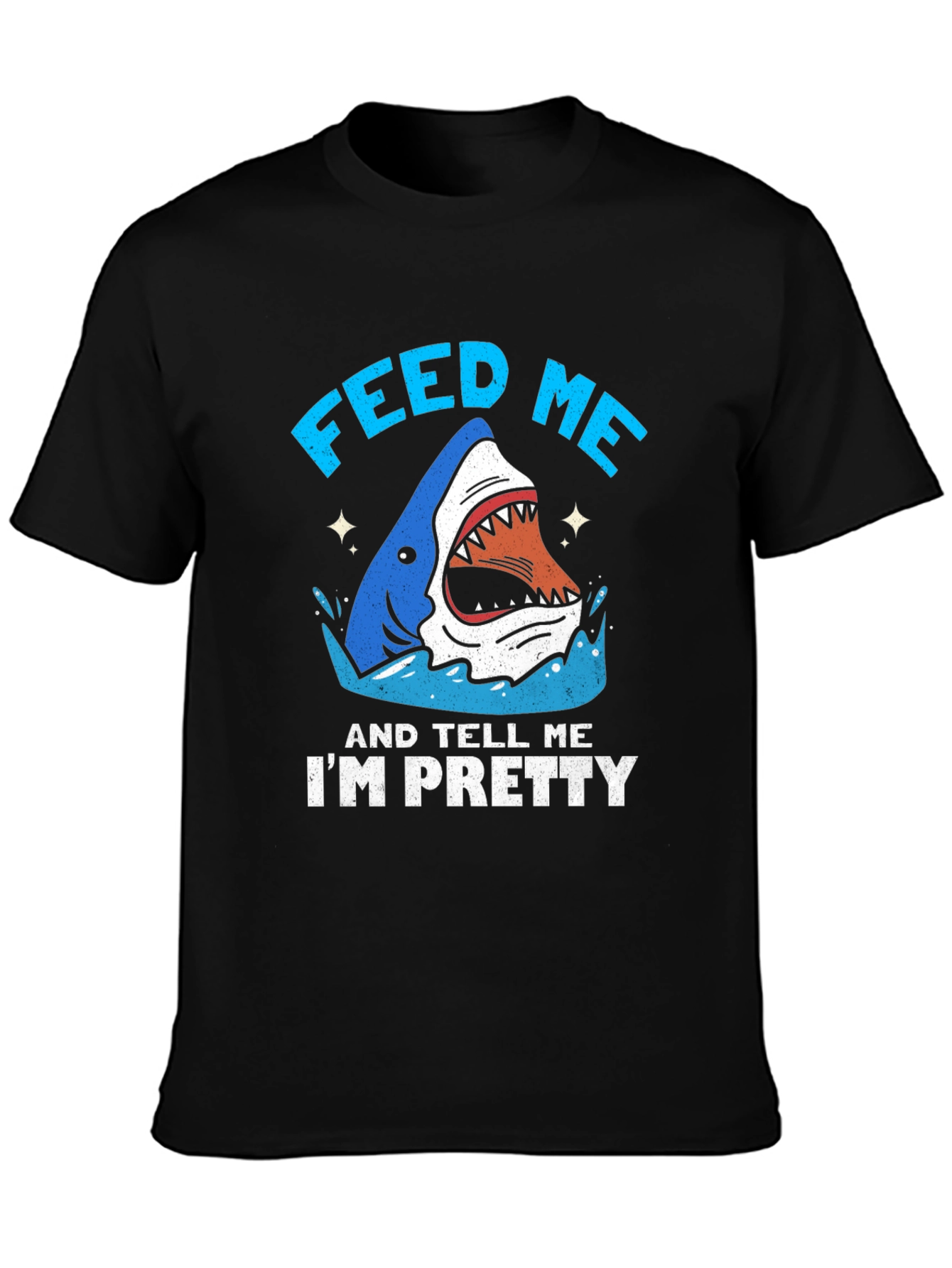 Black Feed Me & Tell Me I'm Pretty Shark Graphic T-Shirt view 3