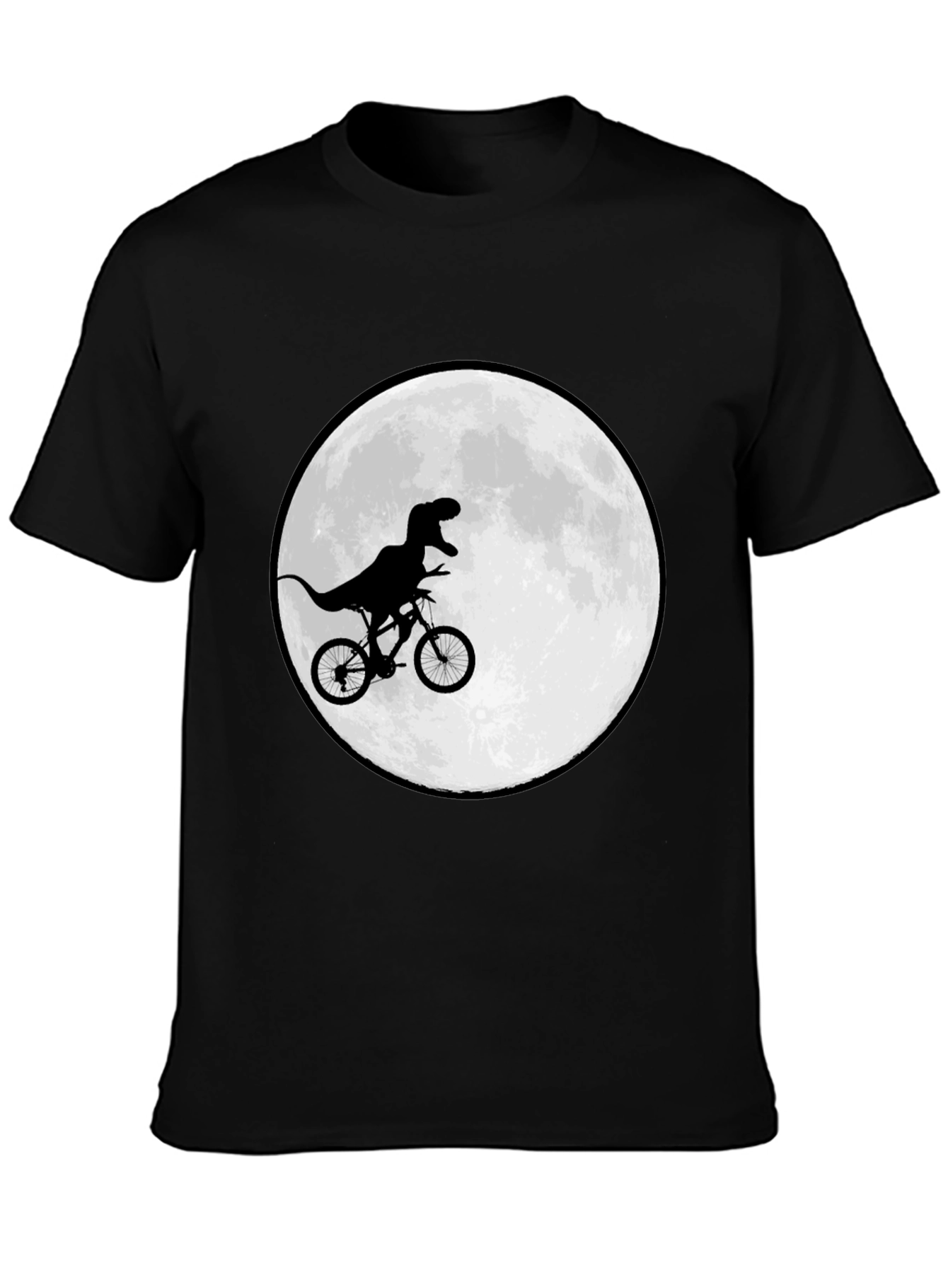Black Dino Biker T-Shirt - Moon Ride Design view 3