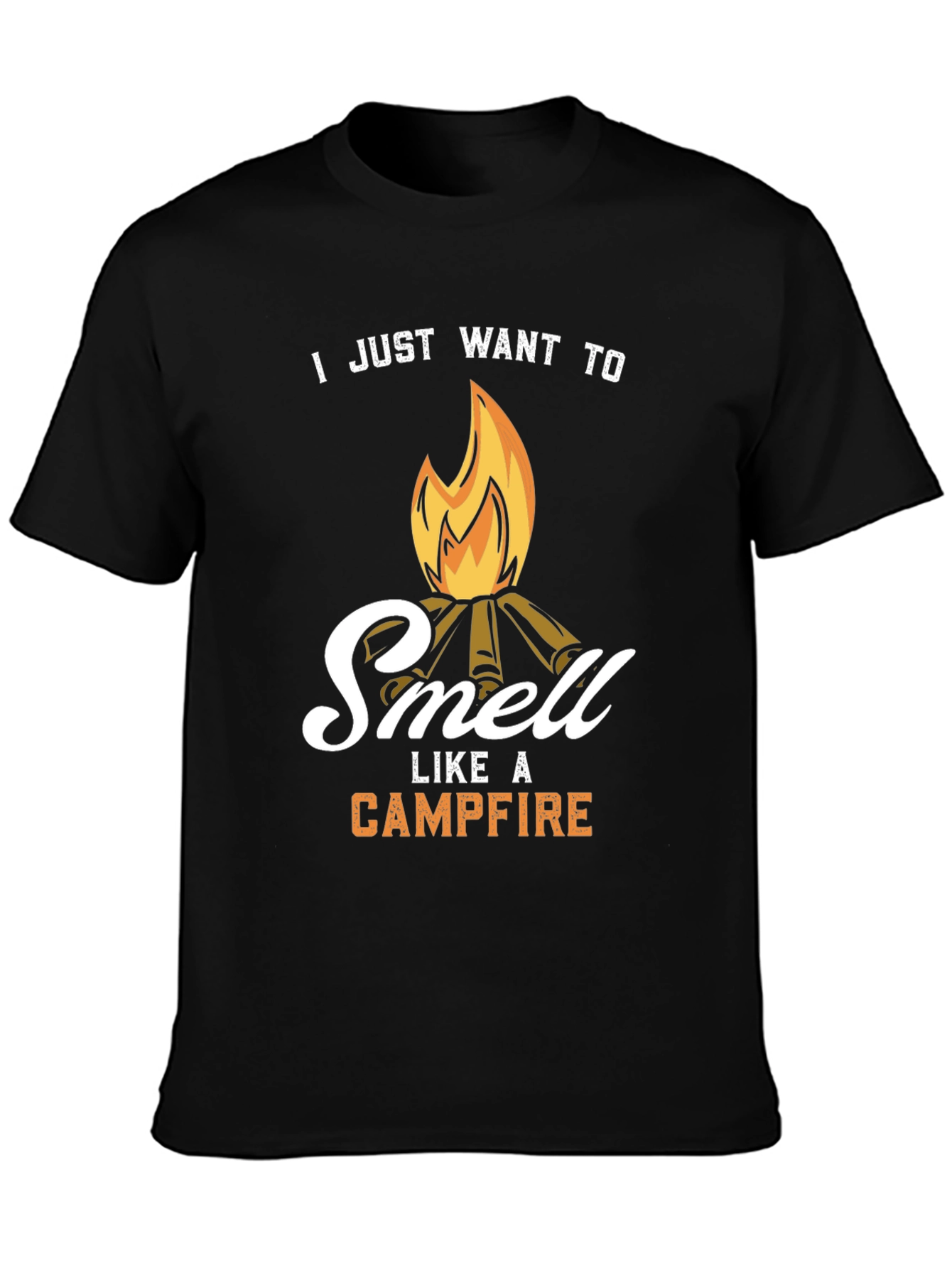 Black Campfire Smell T-Shirt - Camping Lover Gift view 3