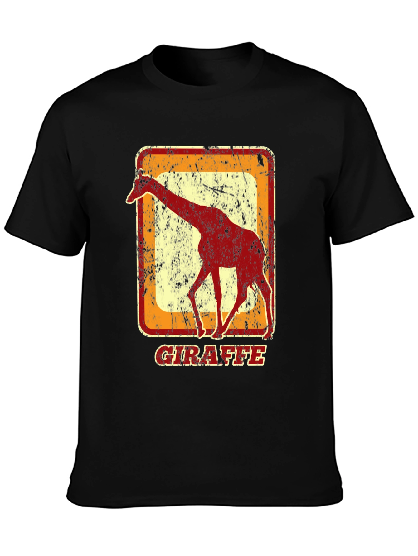 Black Vintage Giraffe Graphic T-Shirt - Cool Animal Tee view 3