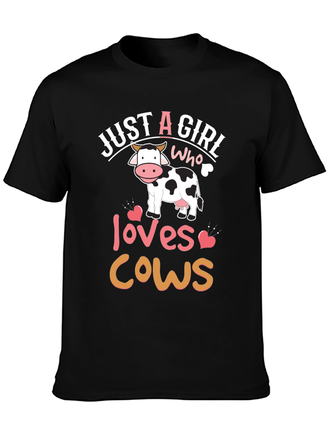 Black Just A Girl Who Loves Cows T-Shirt view 3