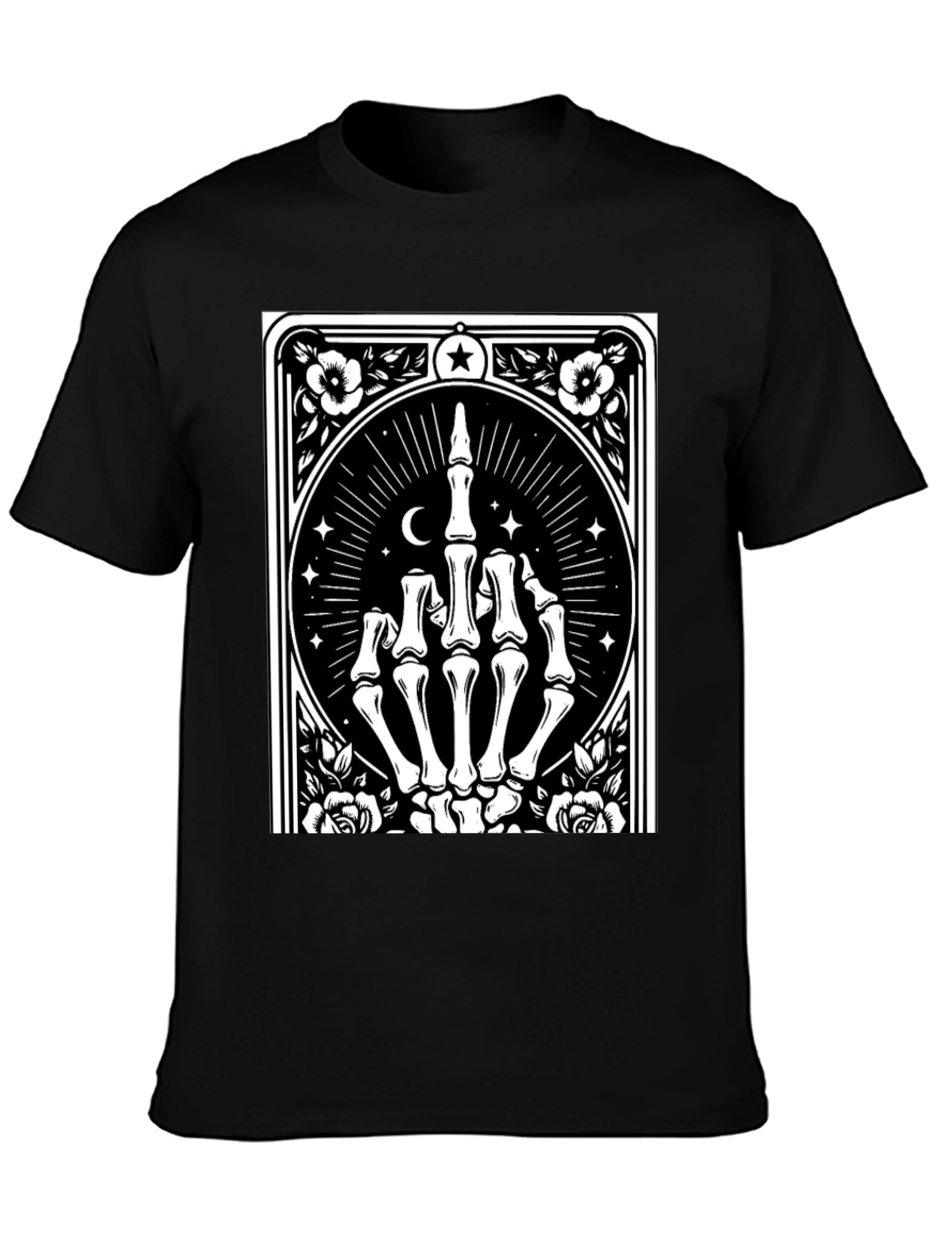 Black Skeleton Hand Graphic Black T-Shirt view 3