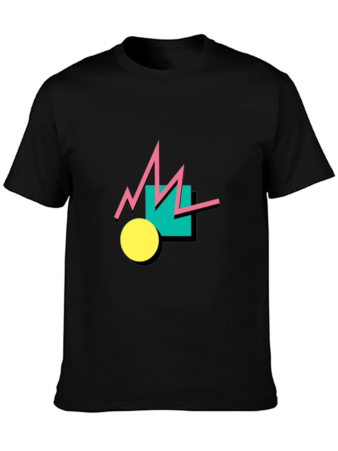 Black Retro Graphic Tee - Black Cotton T-Shirt view 3