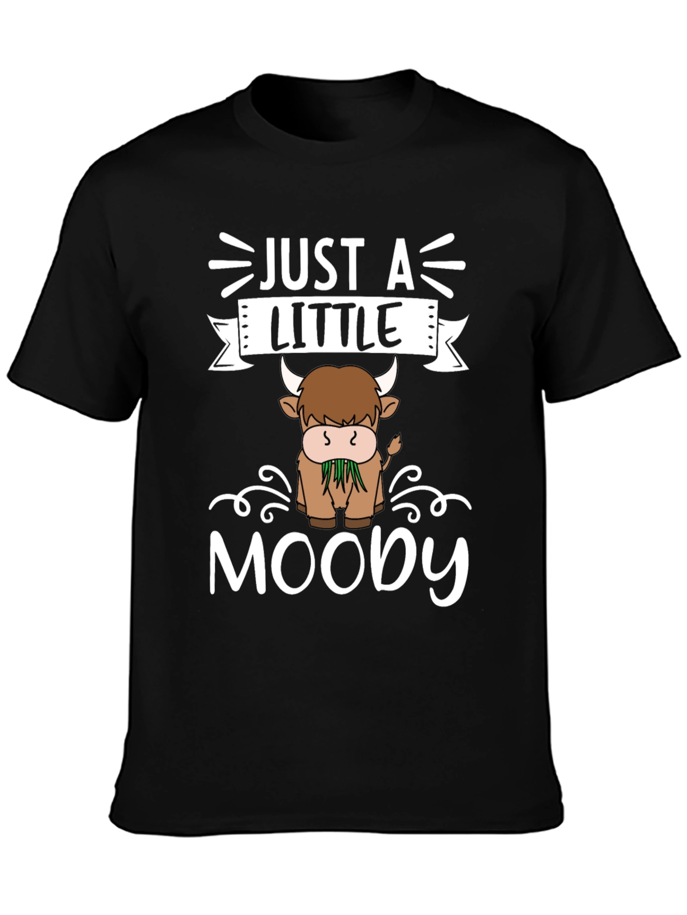 Black Just a Little Moody Highland Cow T-Shirt view 3