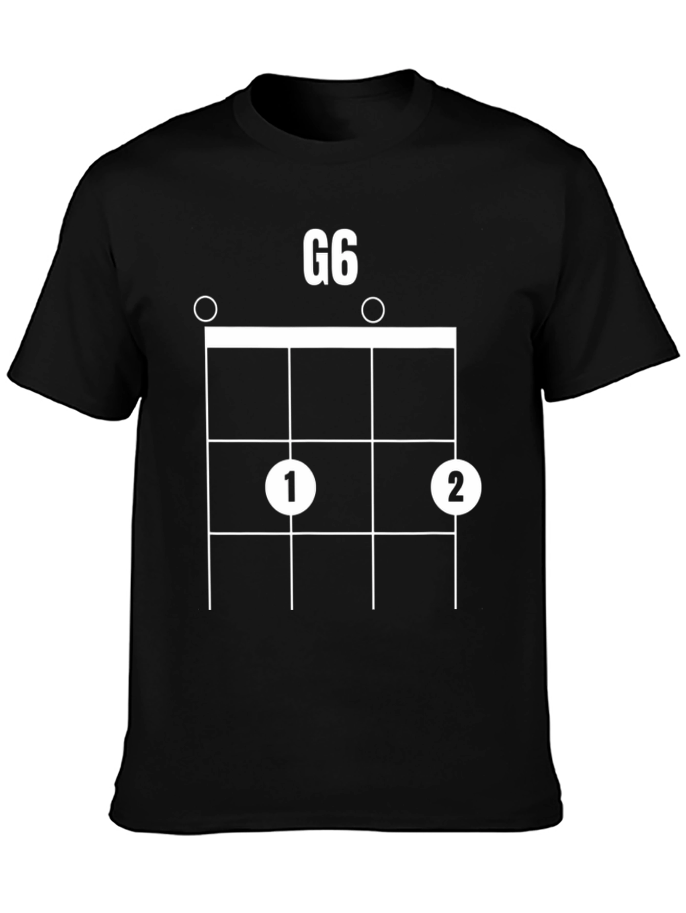 Black G6 Ukulele Chord T-Shirt - Music Lover Tee view 3