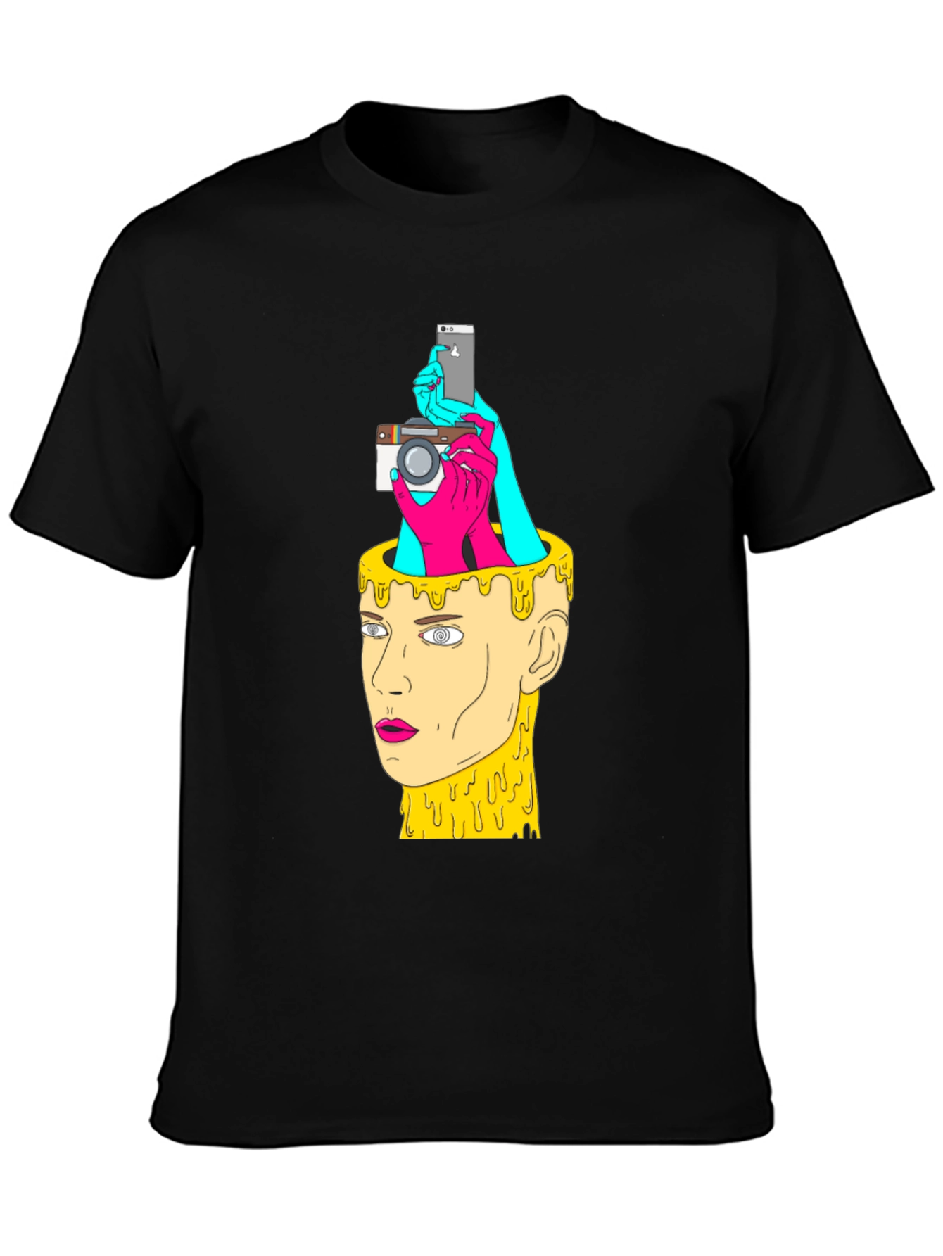 Black Creative Mind Graphic Tee - Black Cotton T-Shirt view 3