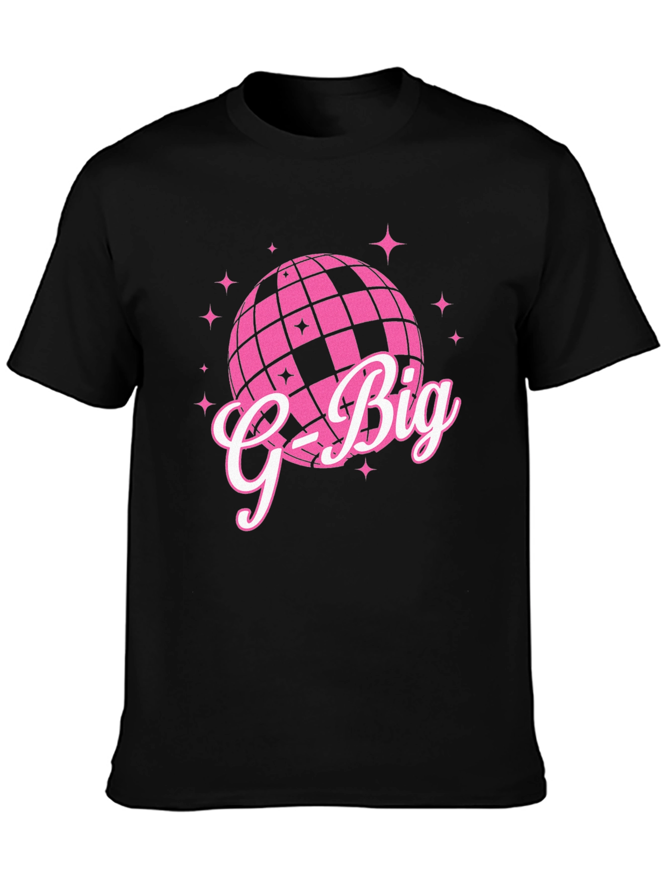 Black G-Big Pink Disco Ball Graphic T-Shirt view 3