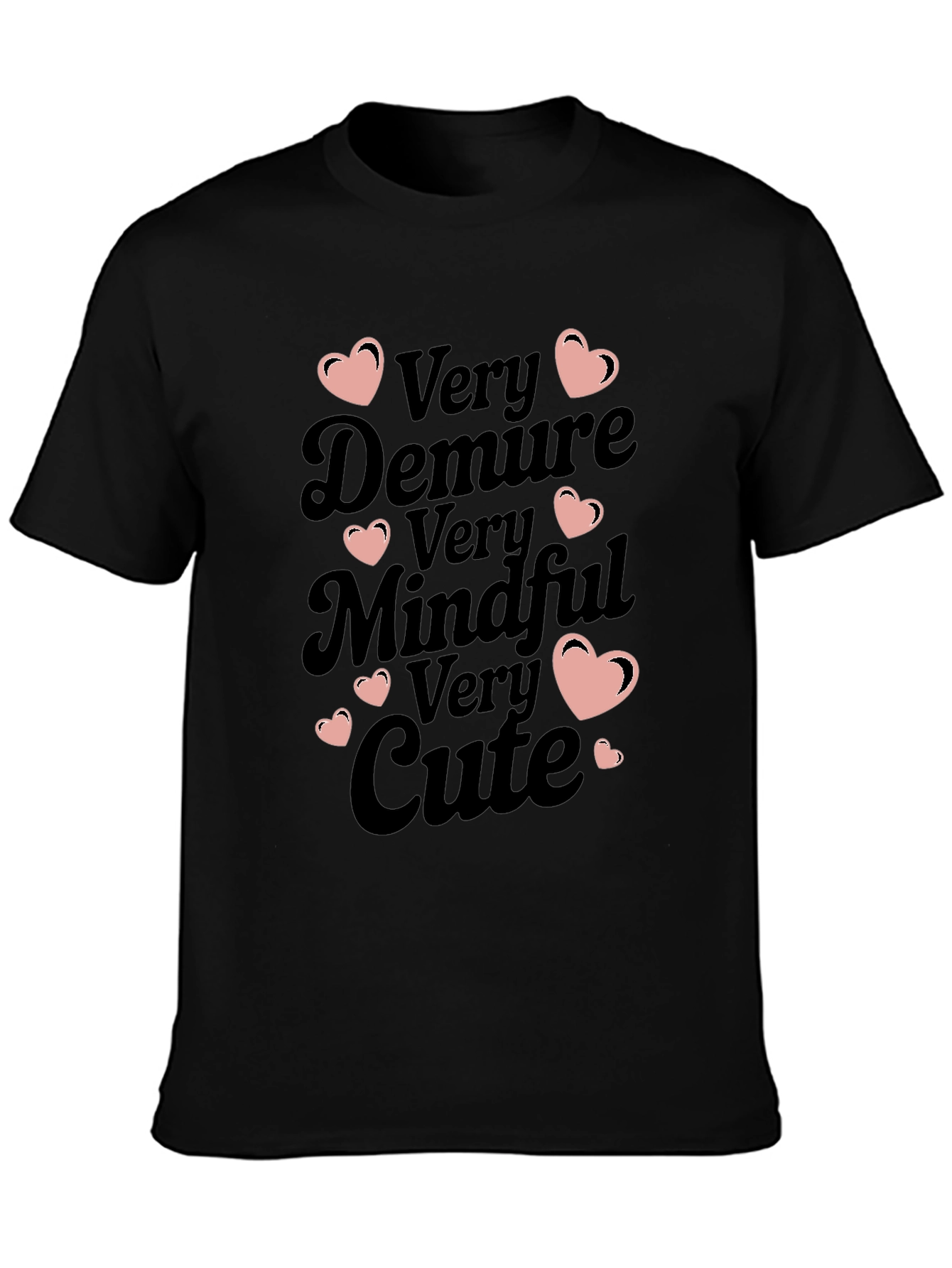 Black Very Demure Mindful Cute Graphic Tee view 3