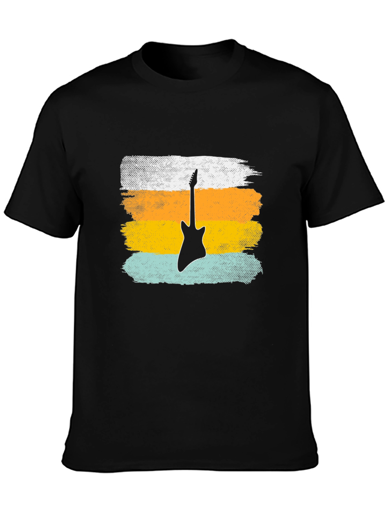 Black Retro Guitar T-Shirt - Black view 3