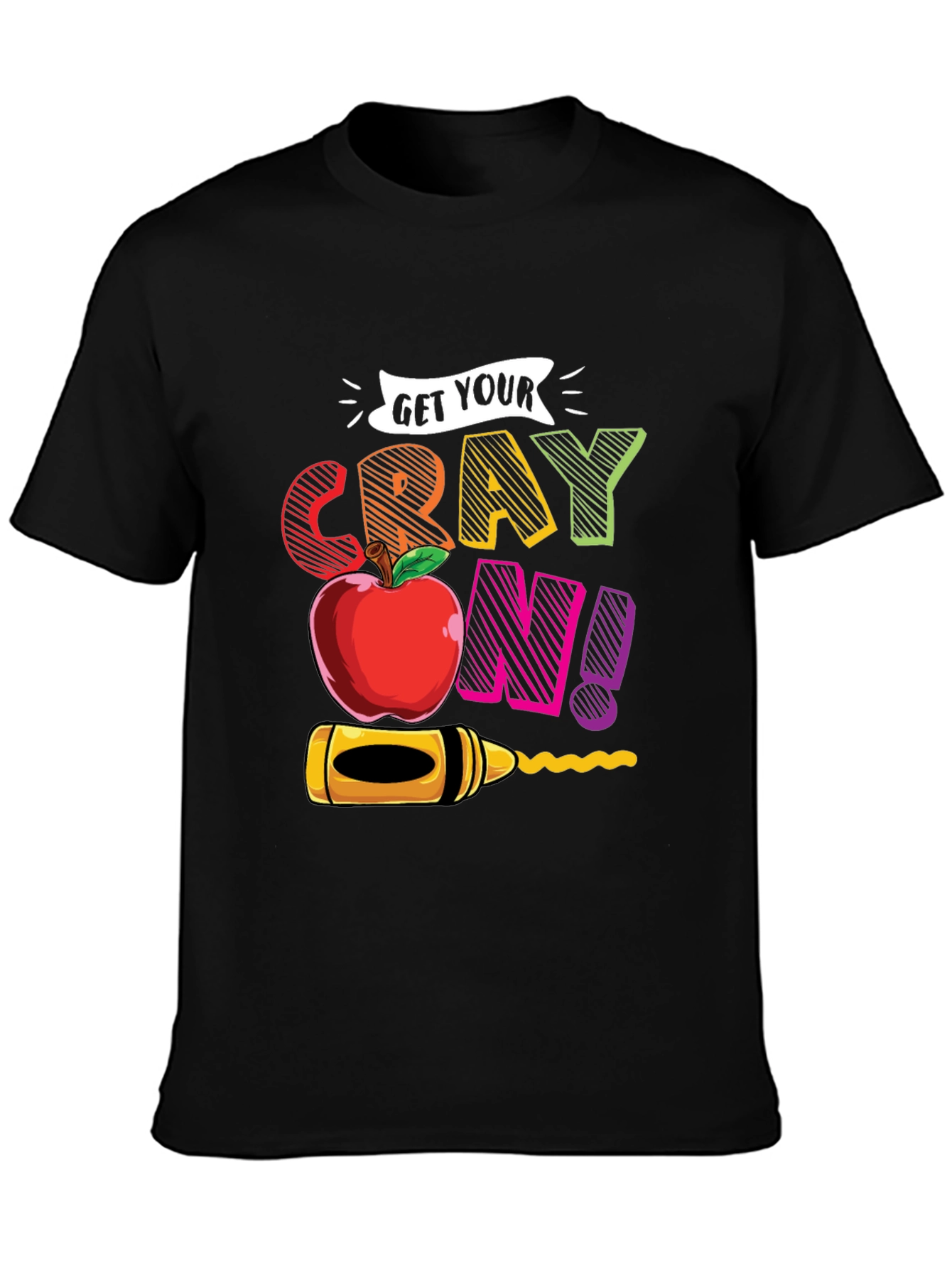 Black Get Your Crayon On! Graphic T-Shirt view 3