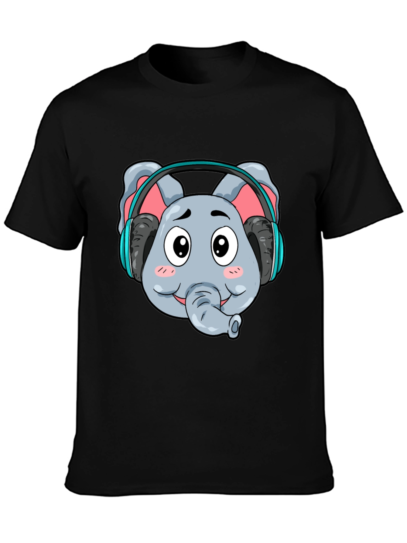Black Elephant DJ Graphic Tee - Cool Cartoon T-Shirt view 3