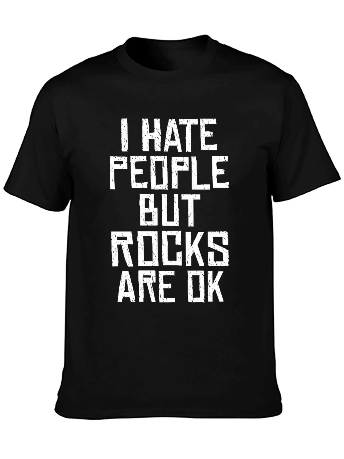 Black I Hate People But Rocks Are OK Graphic Tee view 3