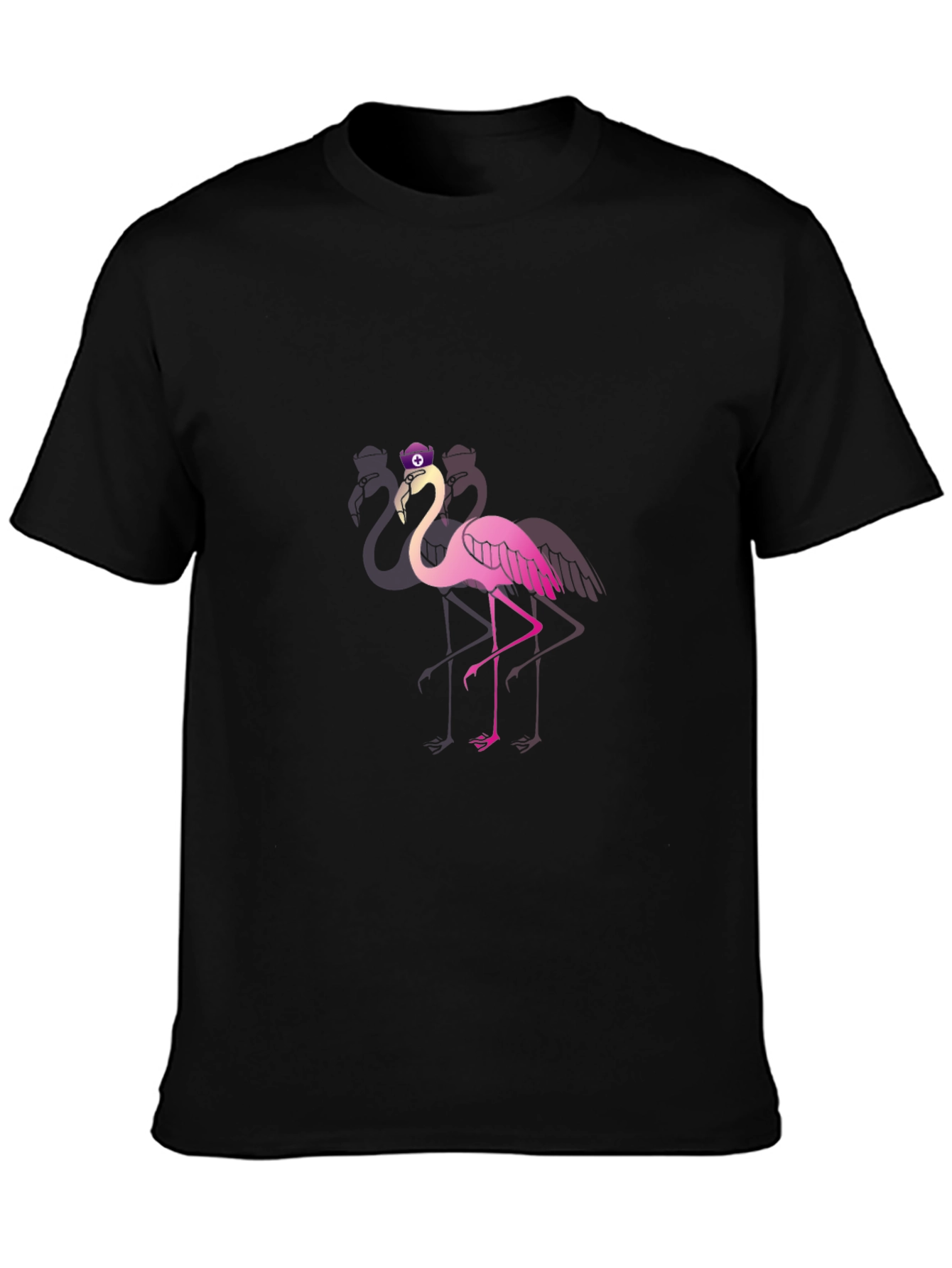 Black Funky Flamingo T-Shirt - Black Cotton Blend view 3