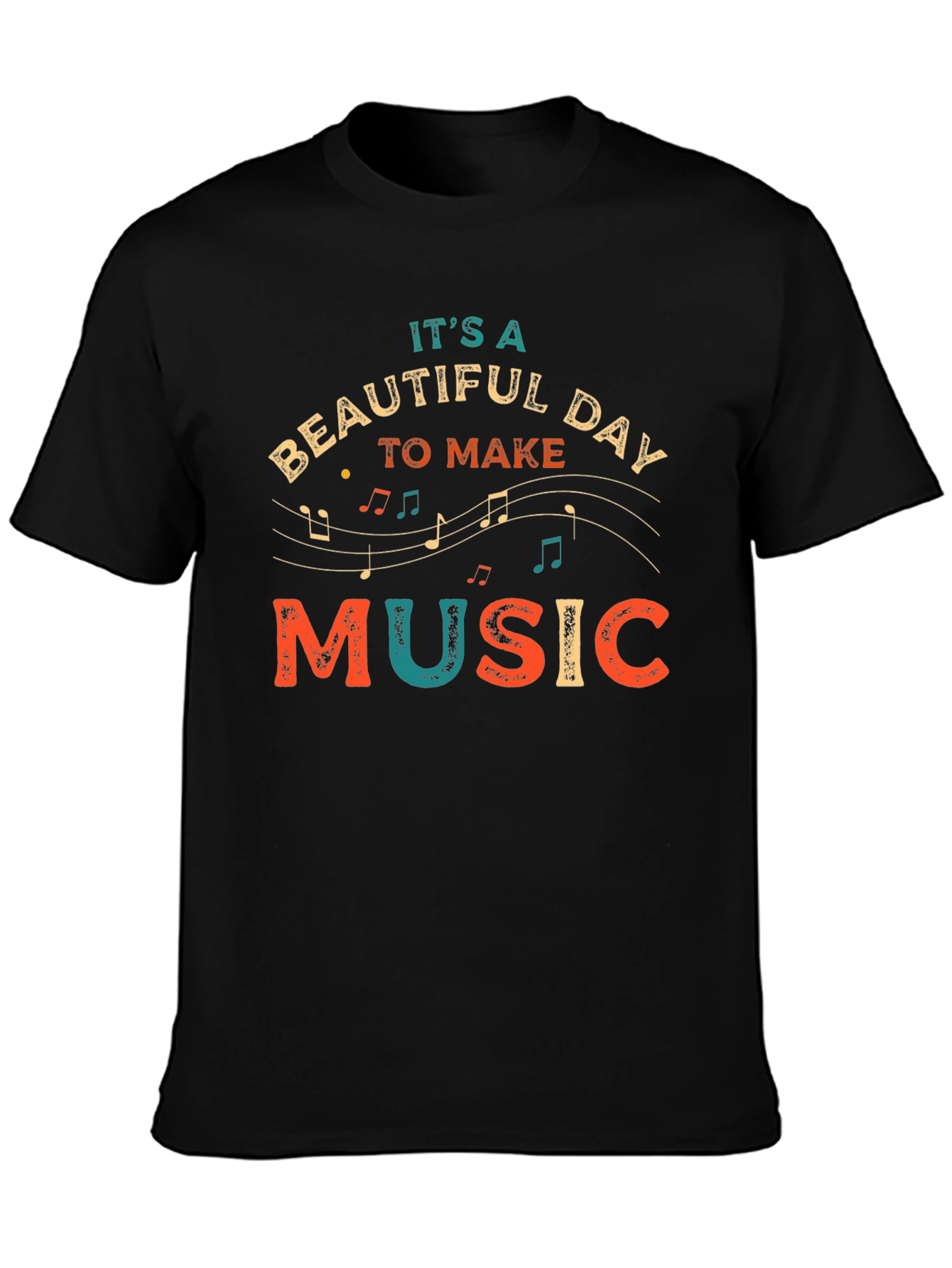 Black It's a Beautiful Day to Make Music Graphic T-Shirt view 3