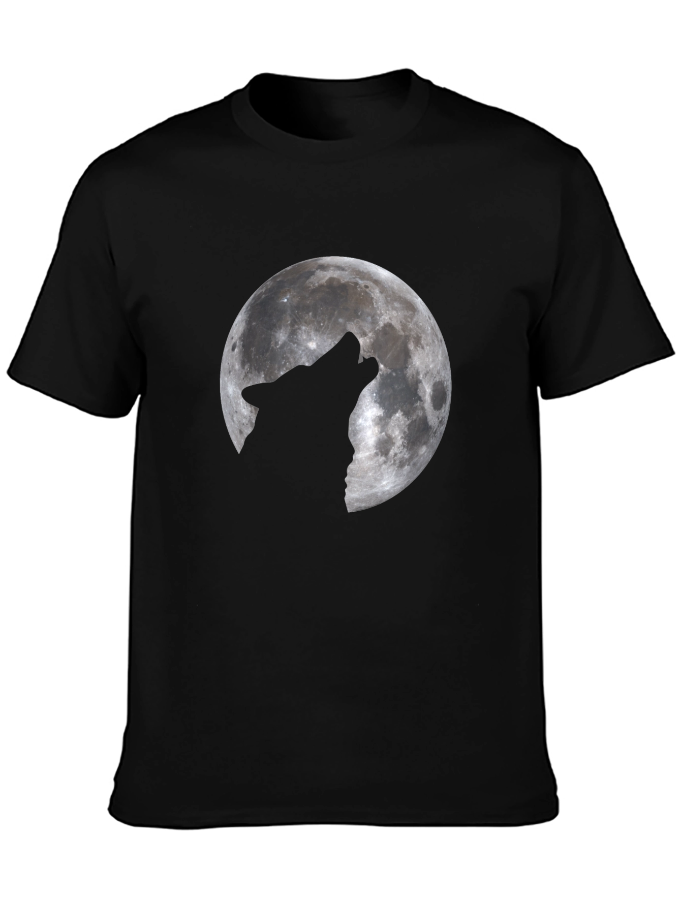 Black Wolf Moon Graphic T-Shirt - Black Cotton Tee view 3