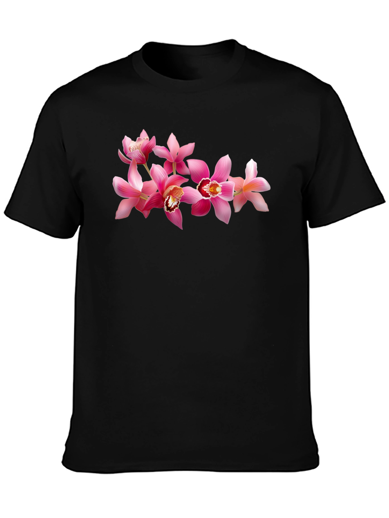 Black Floral Print Crew Neck T-Shirt view 3