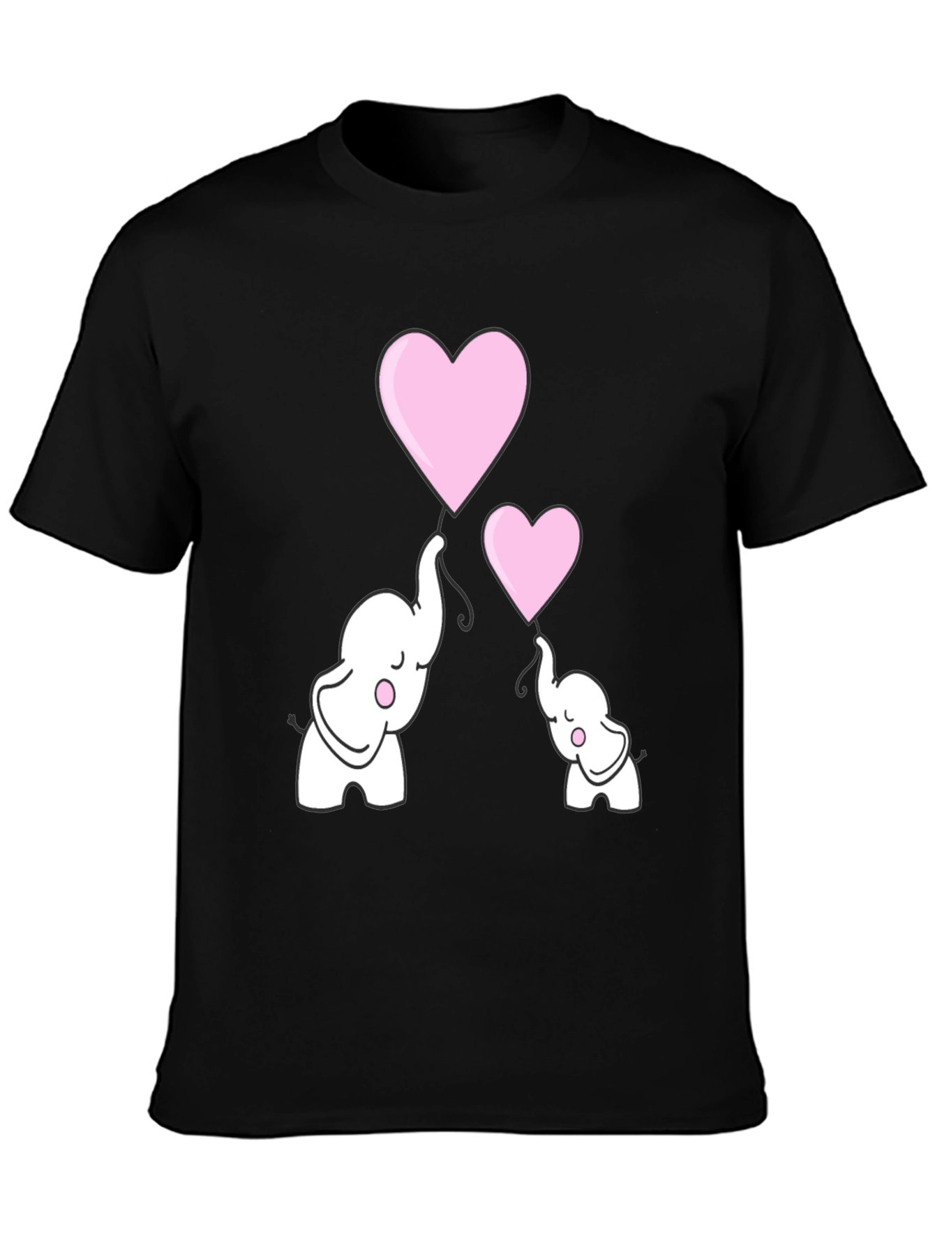 Black Elephant Heart Balloons Graphic T-Shirt view 3