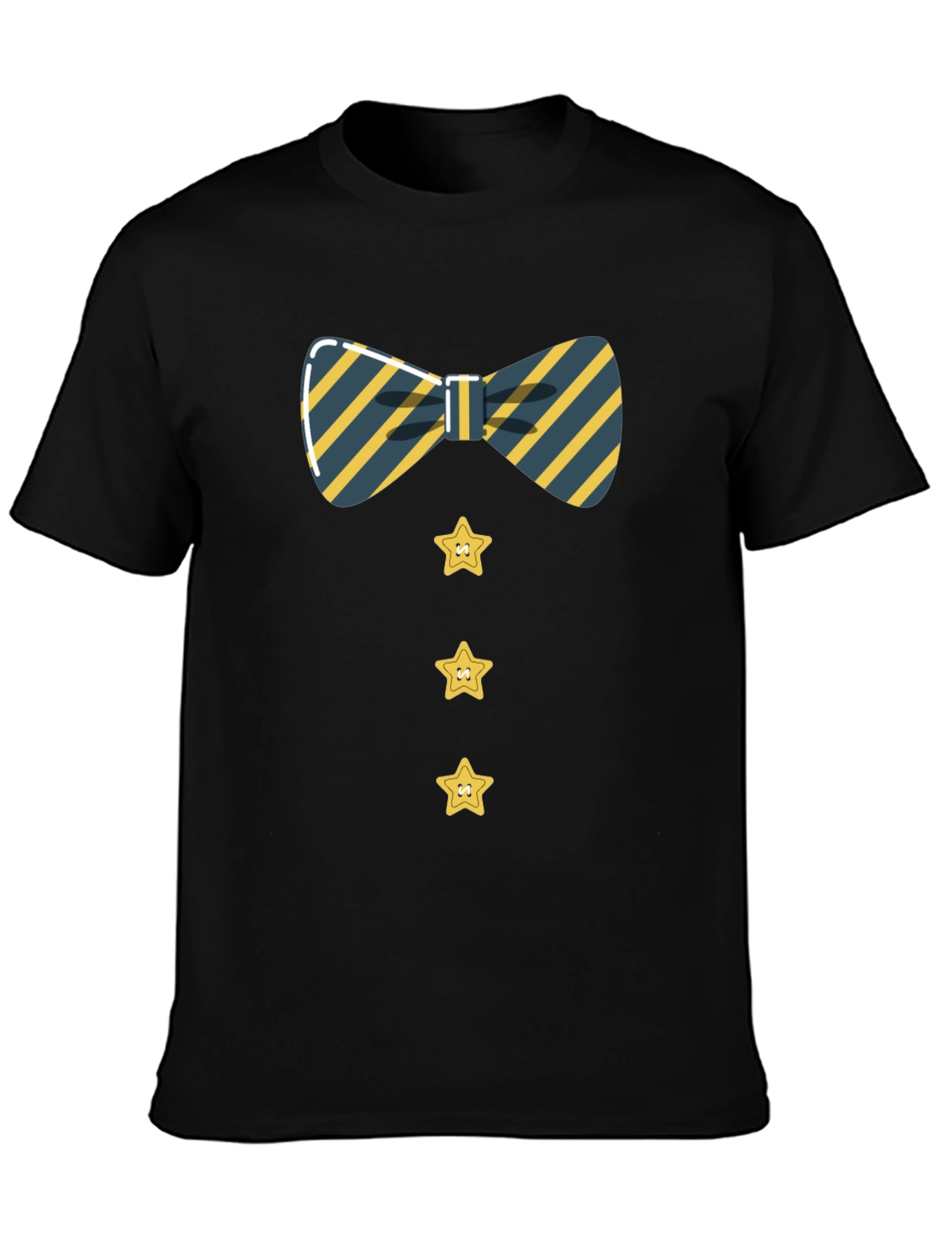Black Striped Bowtie and Star Button Tee view 3