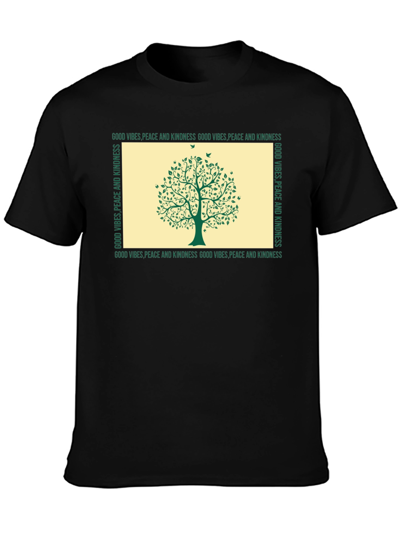 Black Kindness Tree Graphic T-Shirt - Good Vibes, Peace view 3