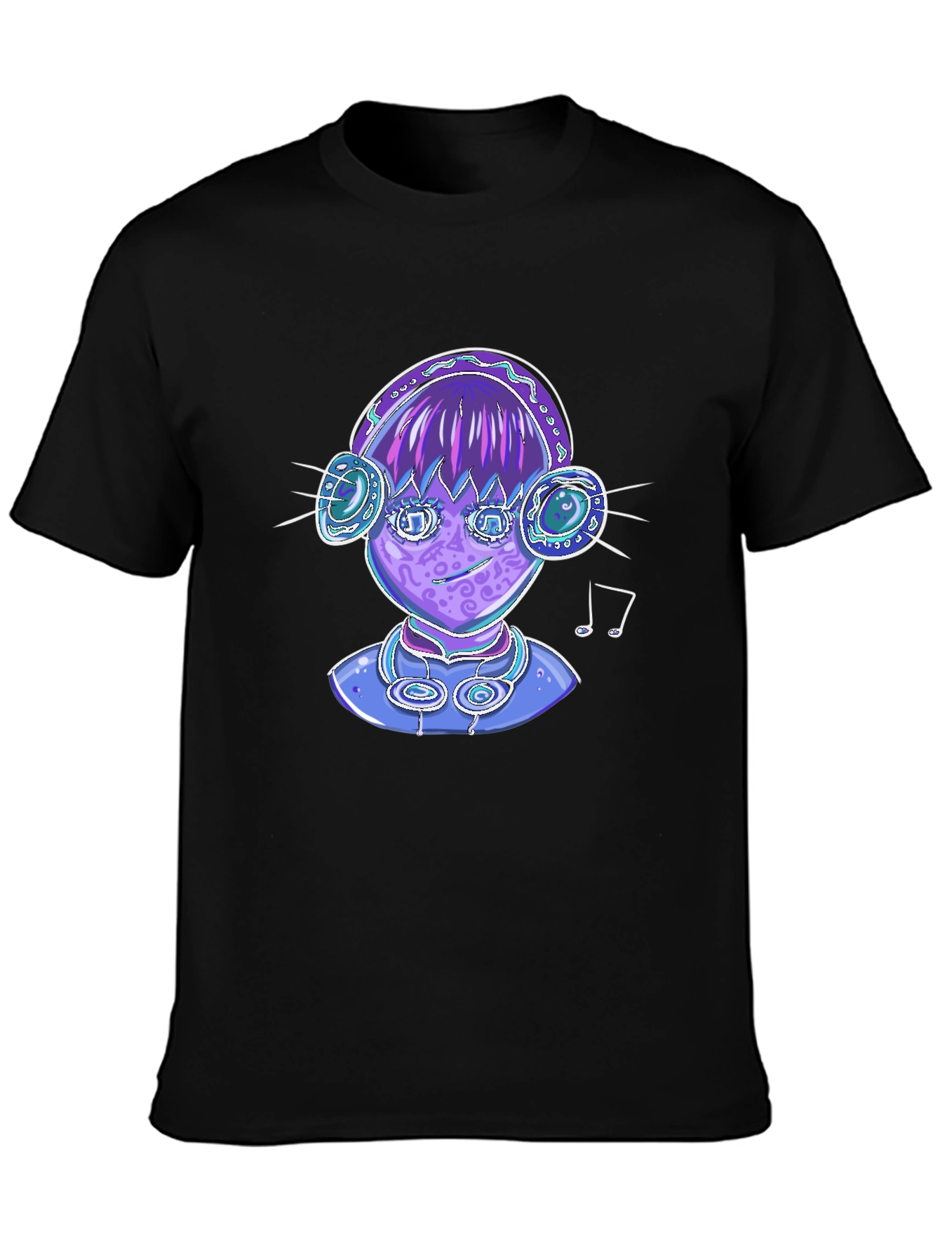 Black Groovy Tunes Tee - Black Graphic T-Shirt view 3