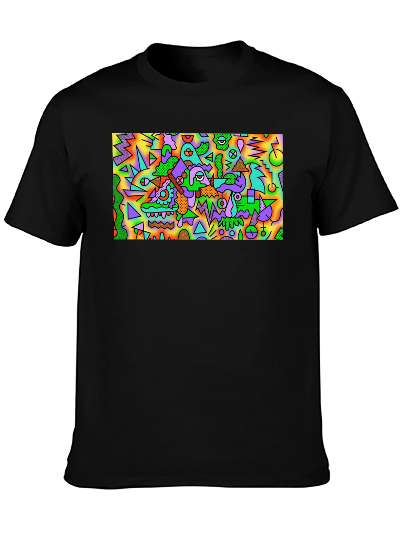 Black Abstract Art Tee - Bold Graphic Print T-Shirt view 3