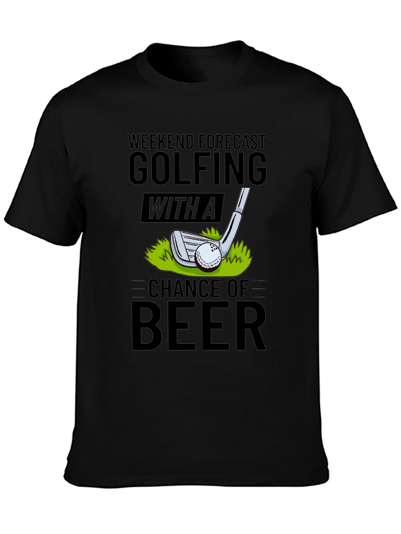 Black Golfing & Beer Forecast T-Shirt view 3