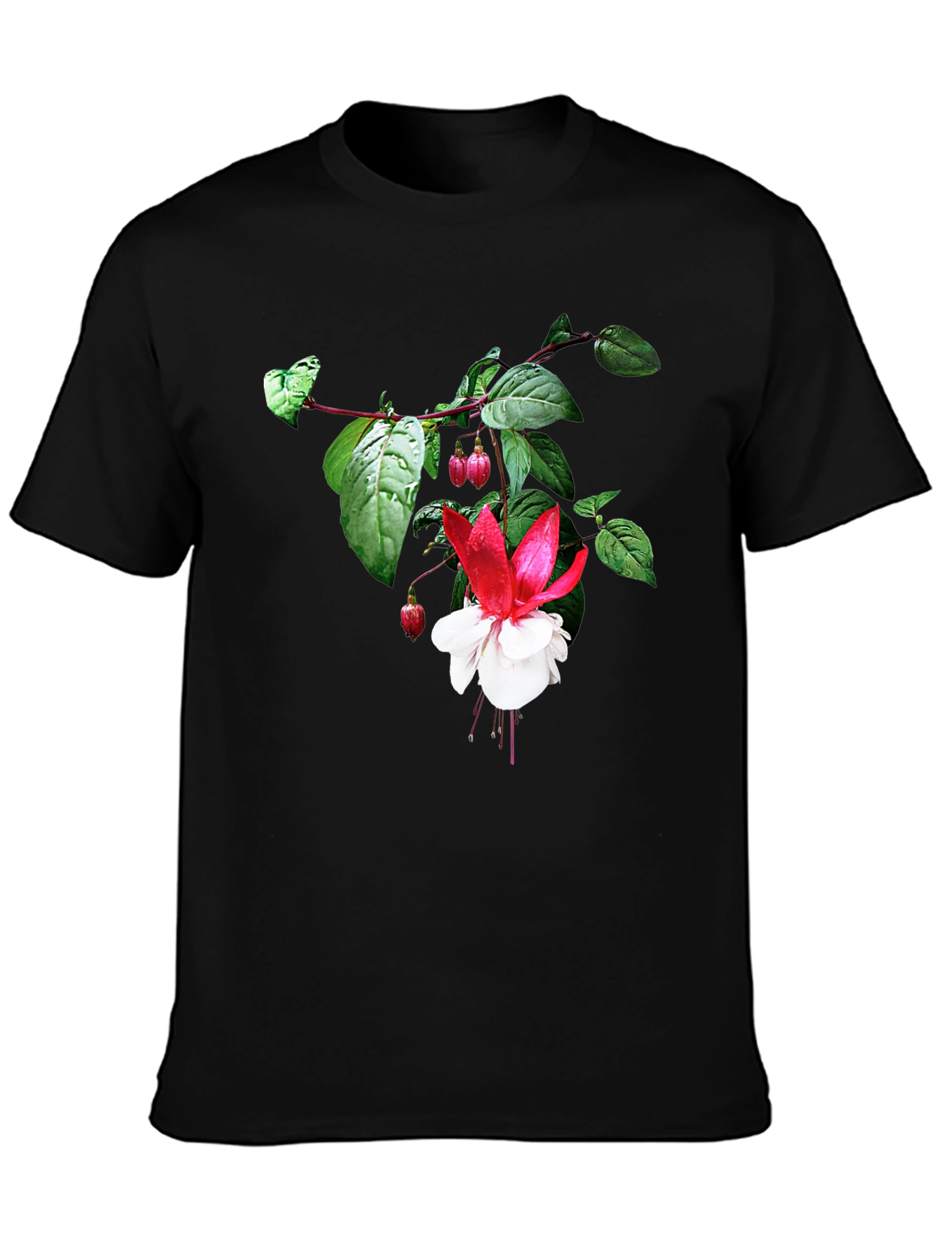 Black Floral Graphic Tee - Black Cotton Blend view 3