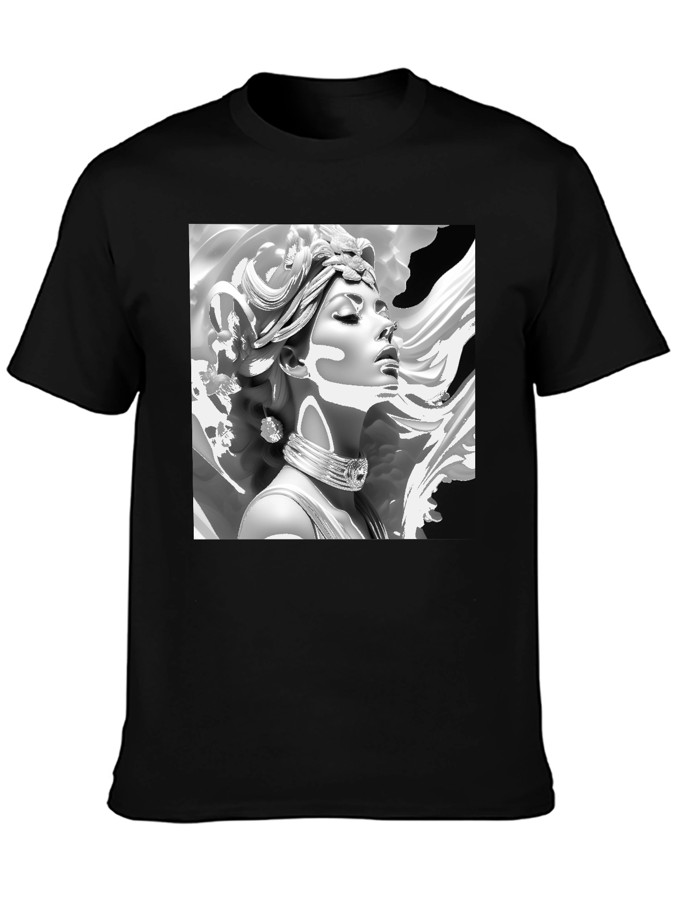 Black Elegant Medusa Graphic Tee - Classic Black view 3