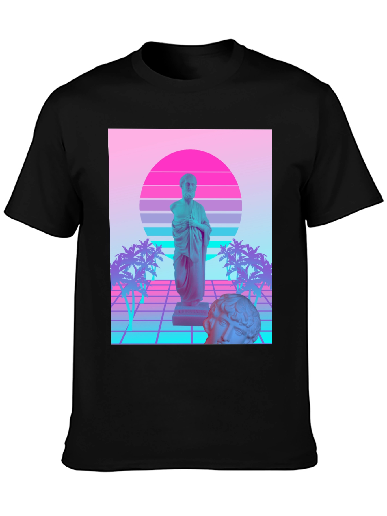 Black Vaporwave Statue T-Shirt - Retro Aesthetic Tee view 3