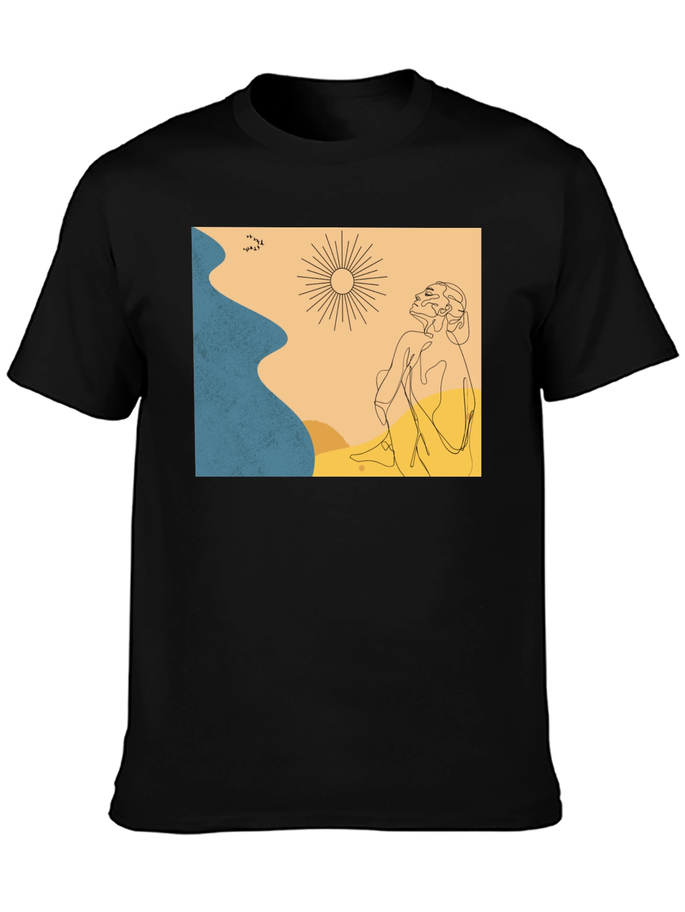 Black Abstract Graphic Print Crew Neck T-Shirt view 3