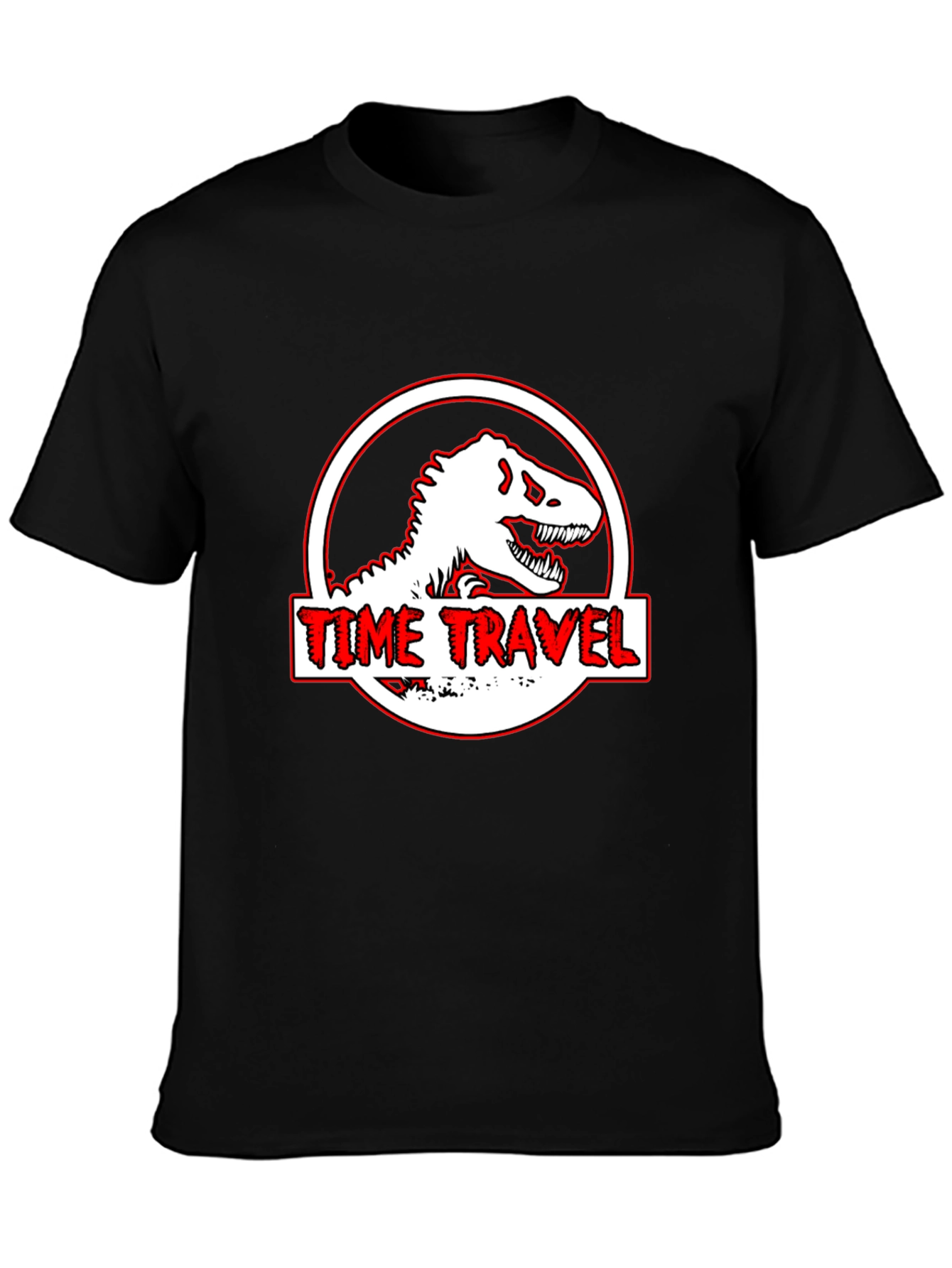 Black Time Travel Dinosaur Graphic Tee view 3