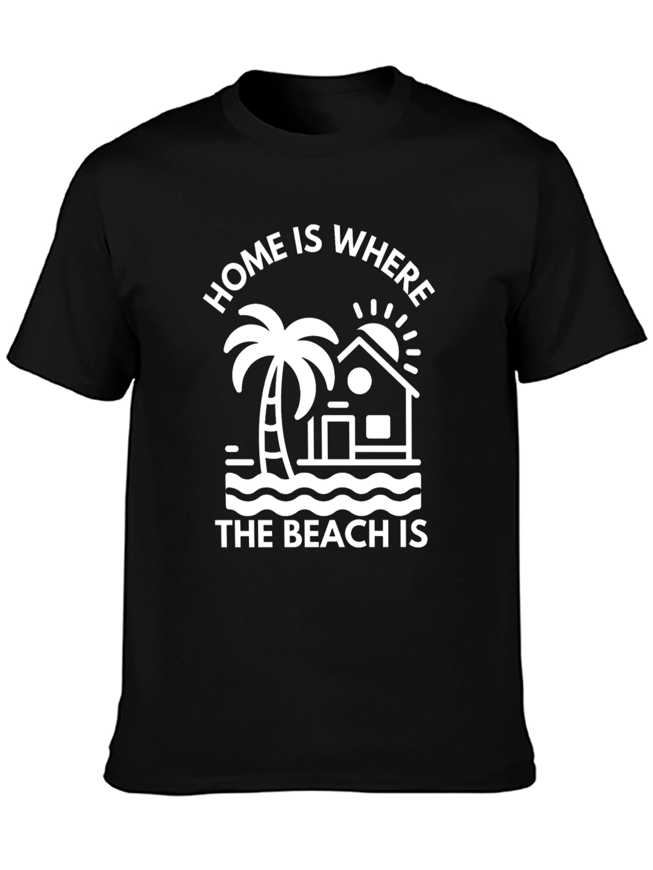 Black Home Is Where The Beach Is Black T-Shirt view 3