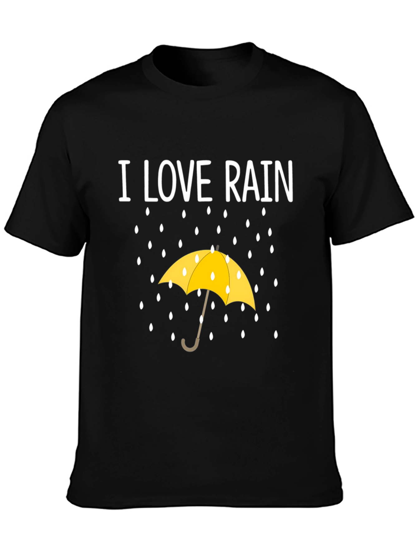 Black I Love Rain T-Shirt - Weather Umbrella Graphic Tee view 3