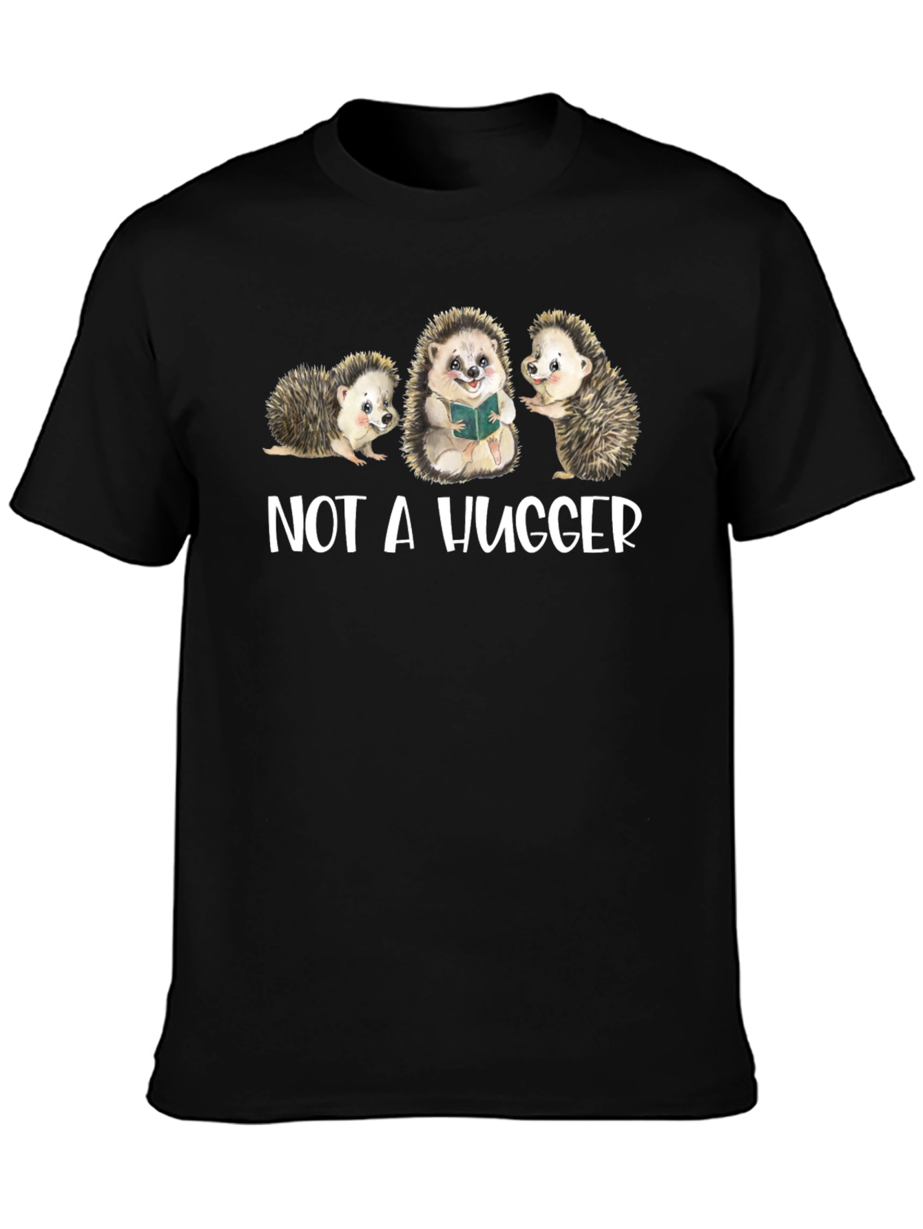 Black Not A Hugger Hedgehog Graphic Tee view 3
